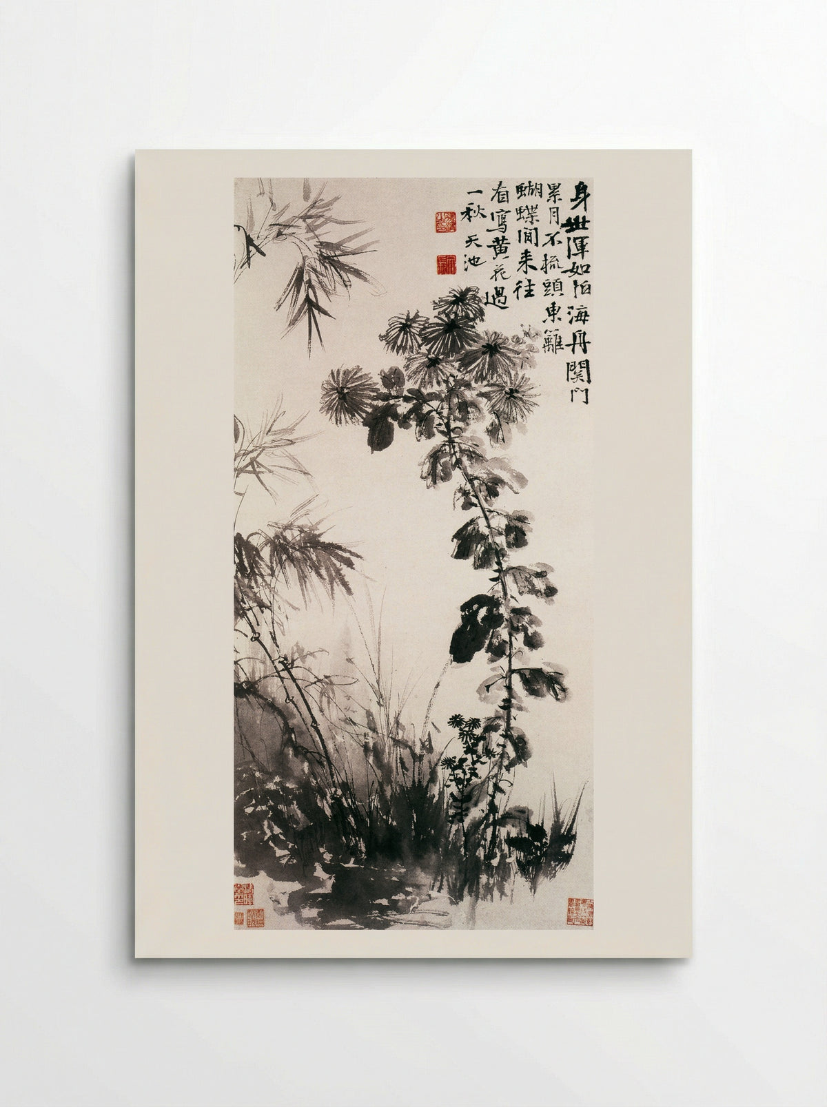 Chrysanthemums and Bamboos - Xu Wei - Poster