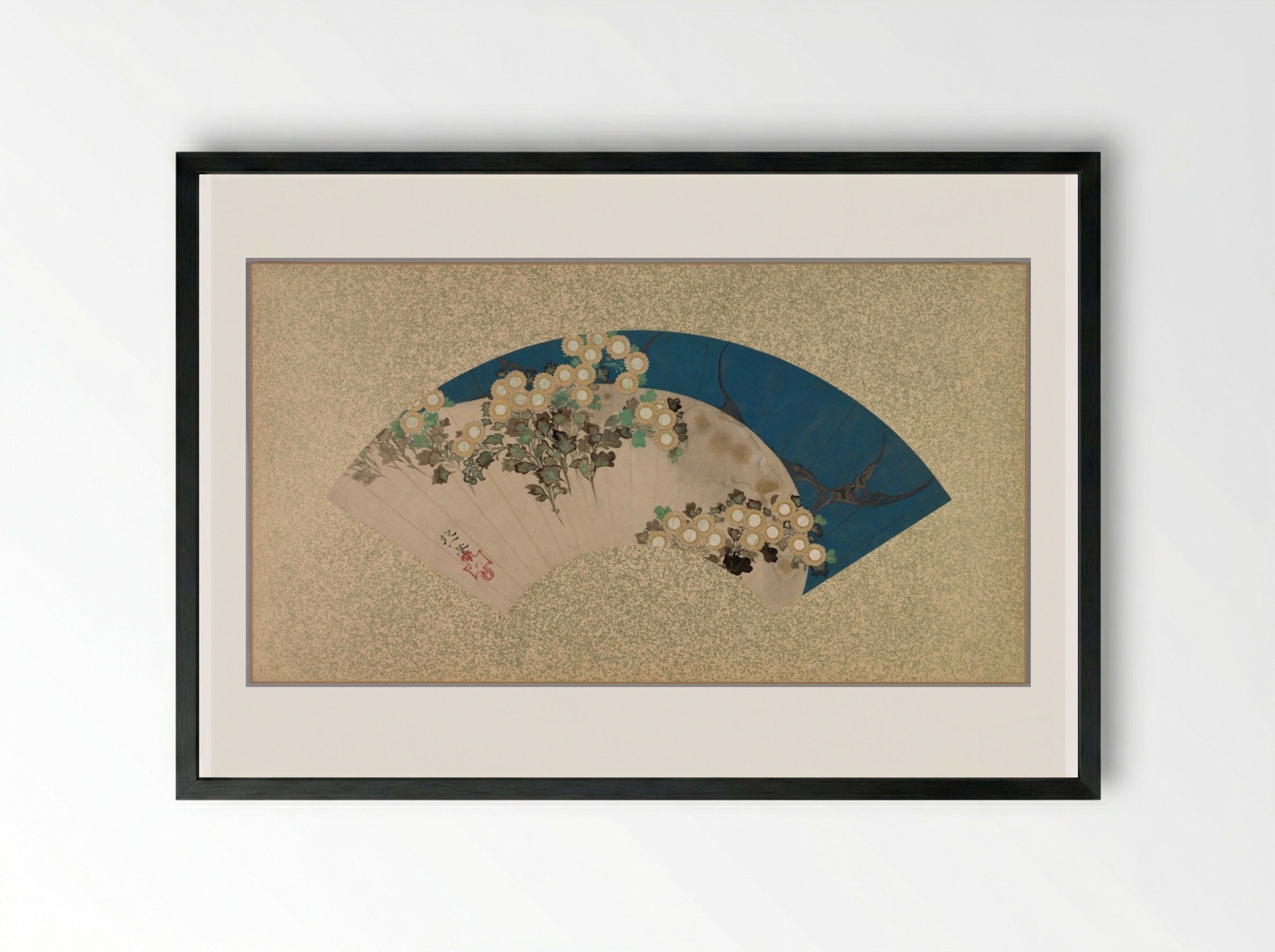 Chrysanthemums by the Water - Sakai Hōitsu - Framed Print Black