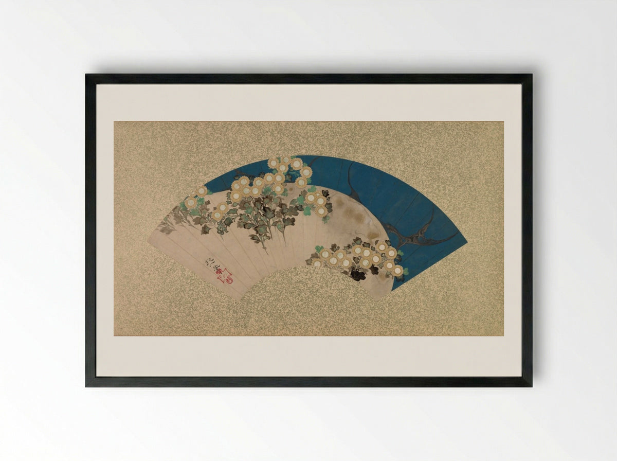 Chrysanthemums by the Water - Sakai Hōitsu - Framed Print Black