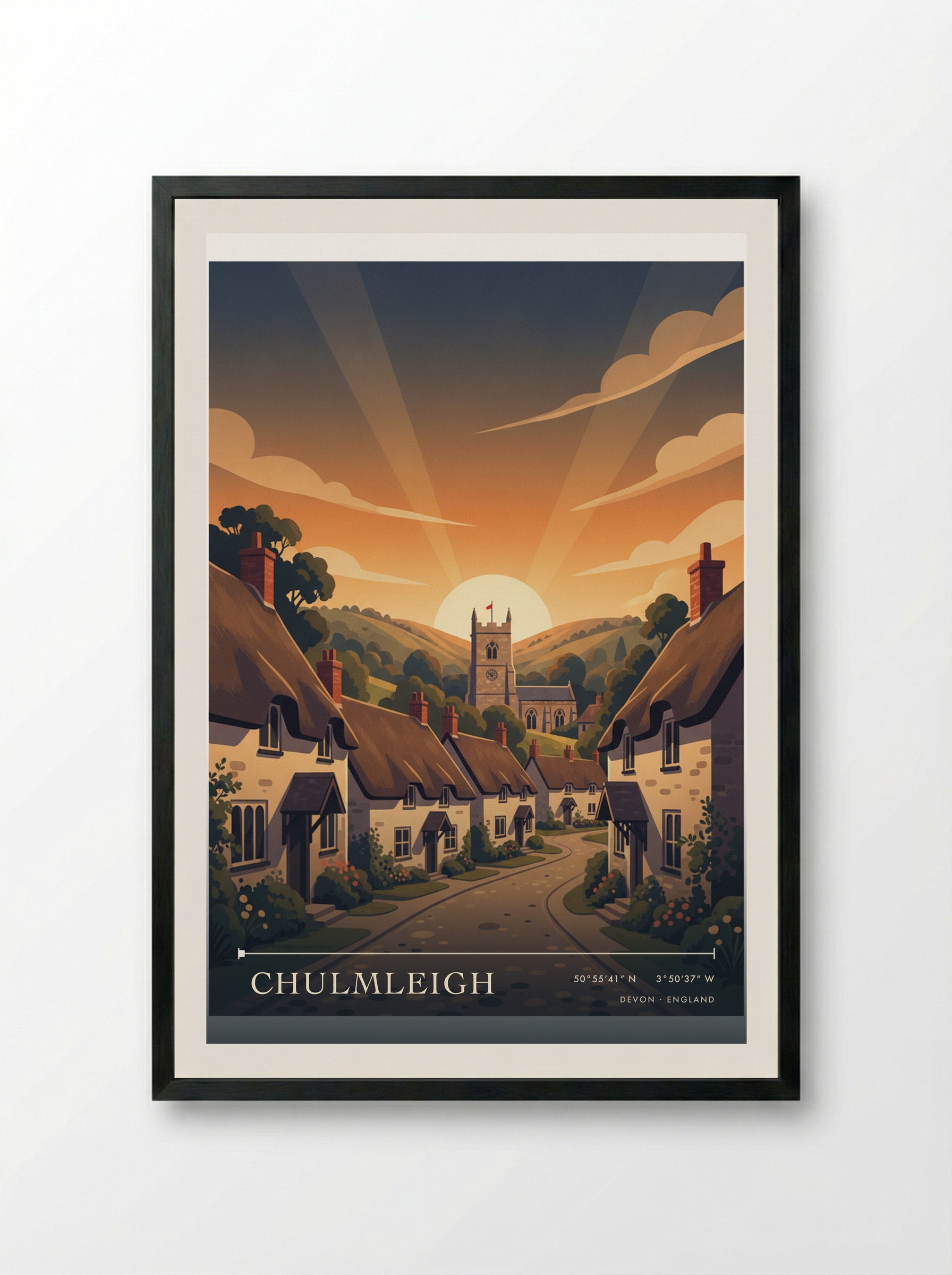 Chulmleigh Devon England Travel Poster - Framed Print Black