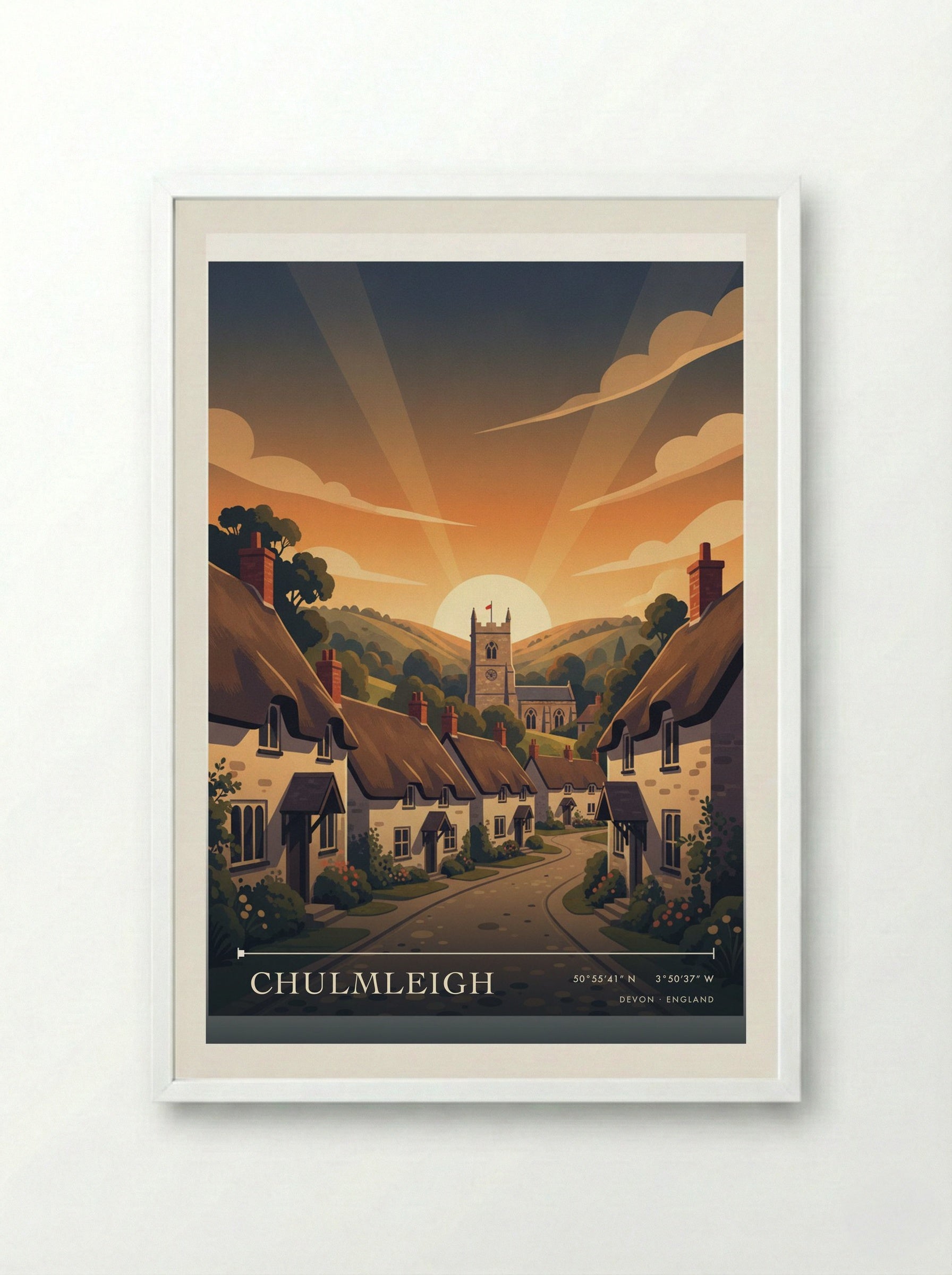 Chulmleigh Devon England Travel Poster - Framed Print White