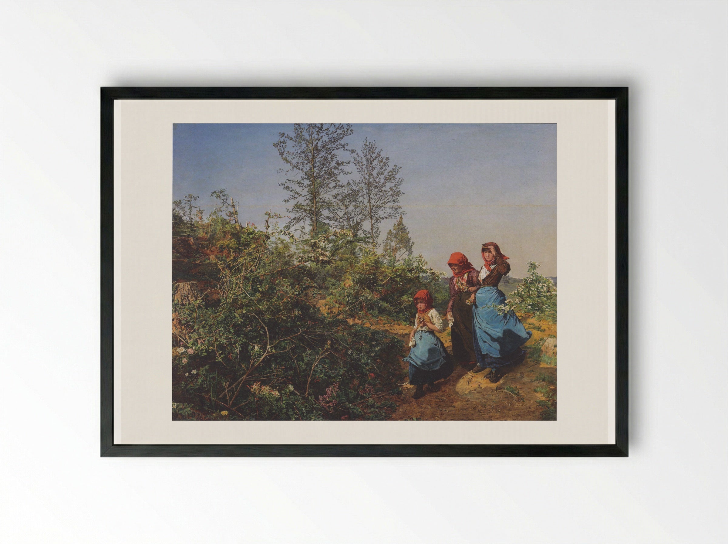 Church Attendance in the Spring - Ferdinand Georg Waldmüller - Framed Print Black