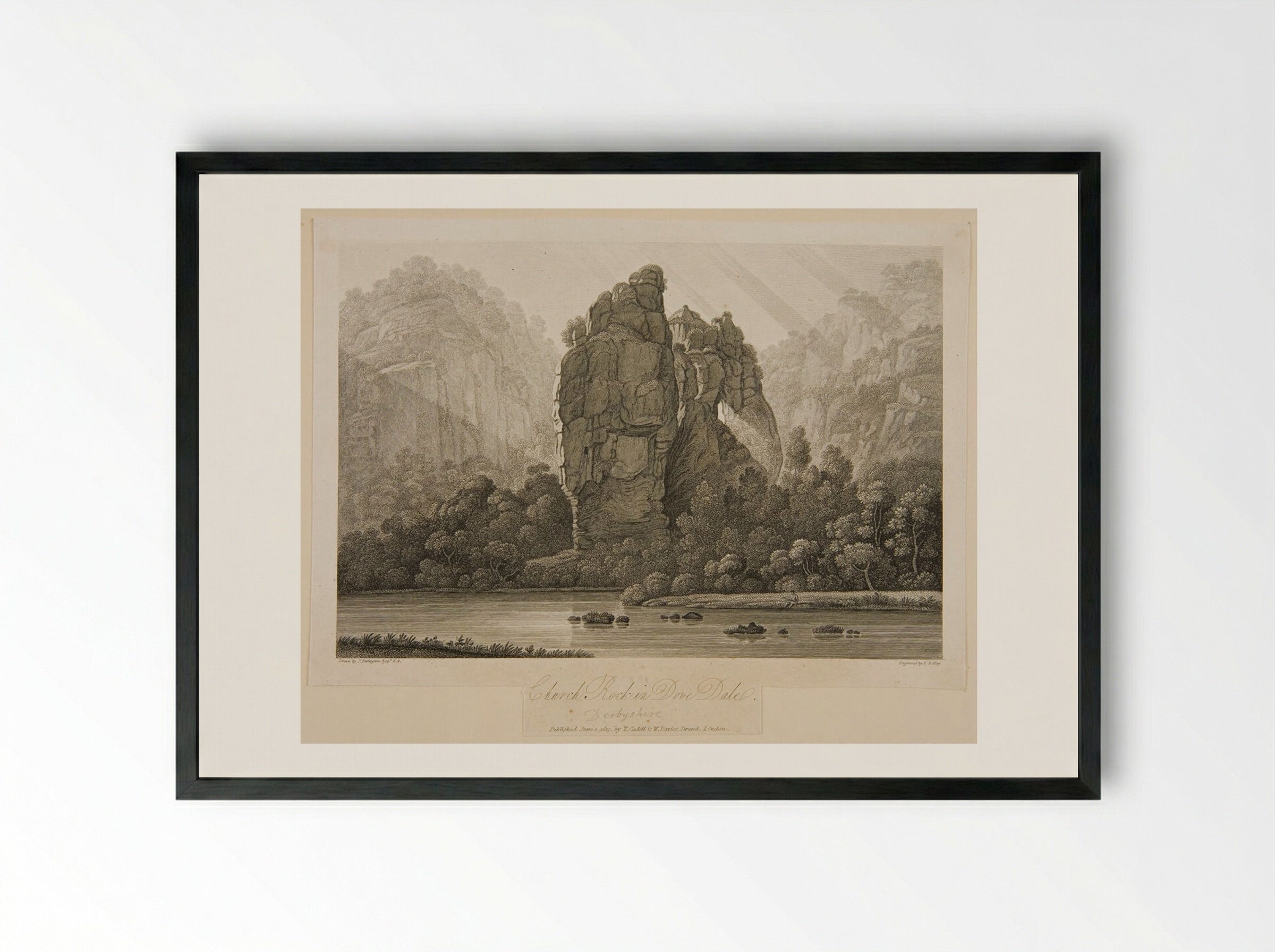Church Rock in Dovedale - F.R. Hay - Framed Print Black