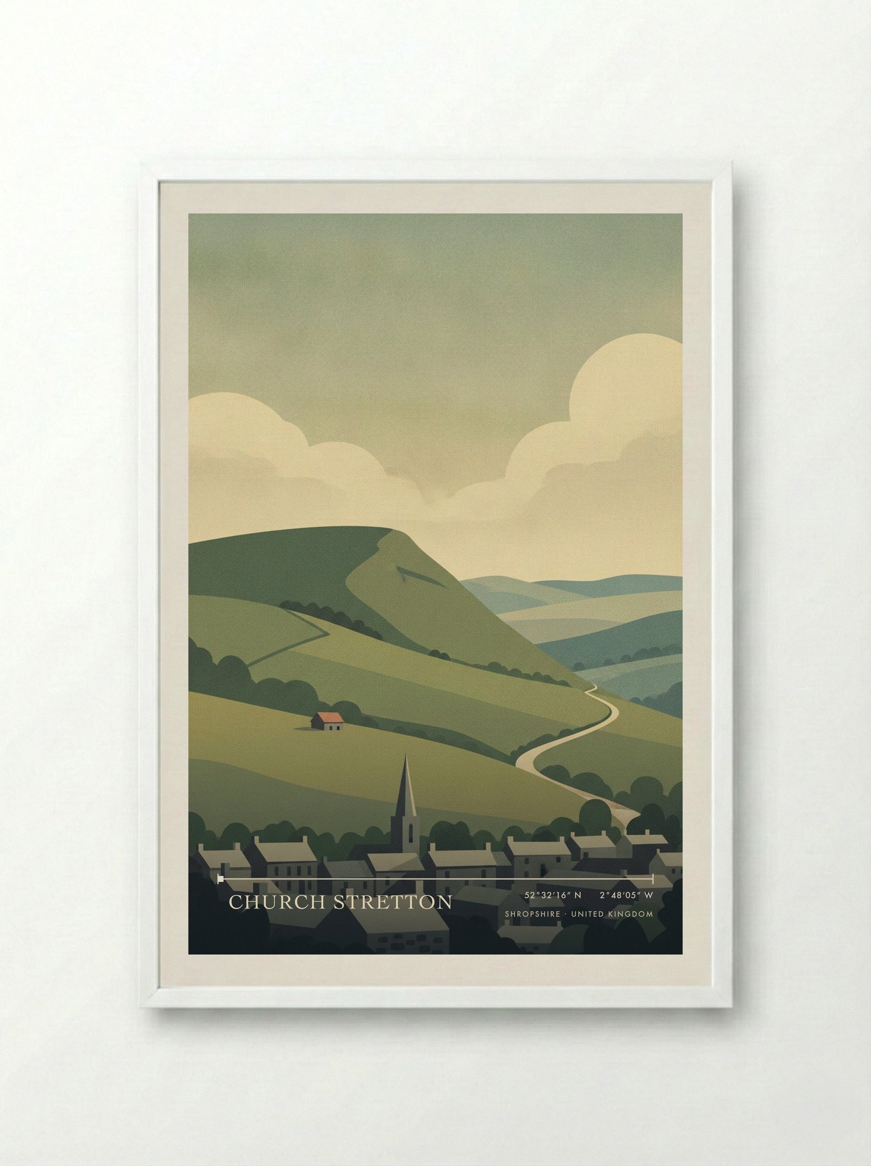 Church Stretton Shropshire United Kingdom Travel Poster - Framed Print White
