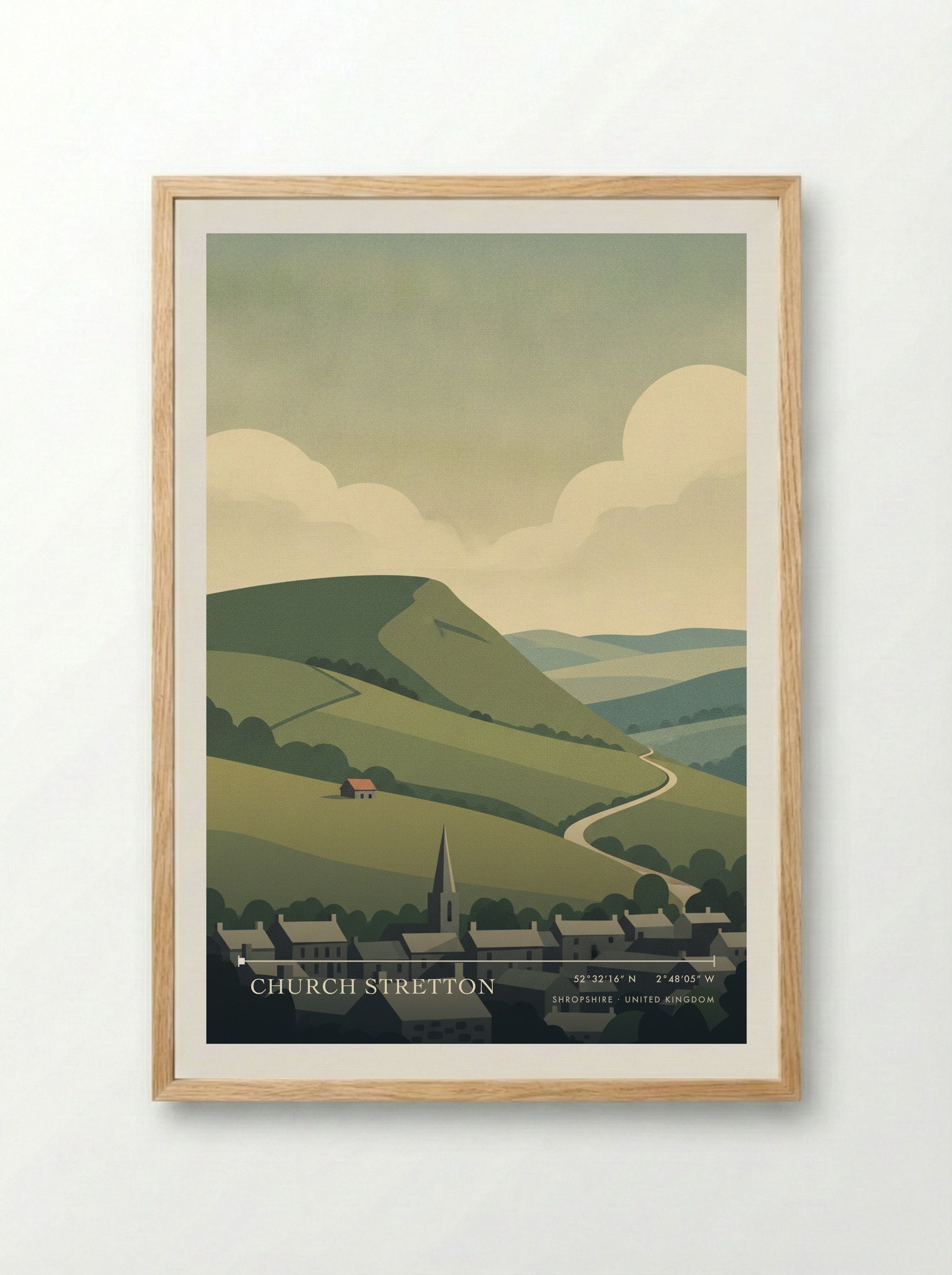 Church Stretton Shropshire United Kingdom Travel Poster - Framed Print Wood