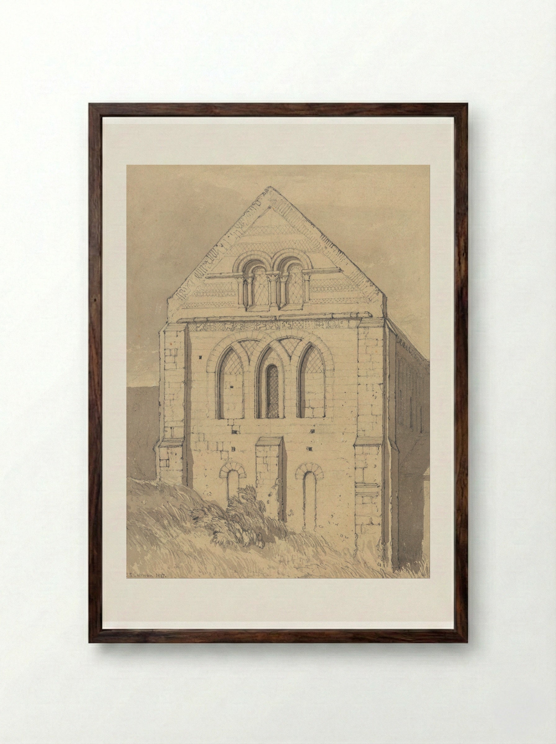 Church of Graville - John Sell Cotman - Framed Print Dark Wood