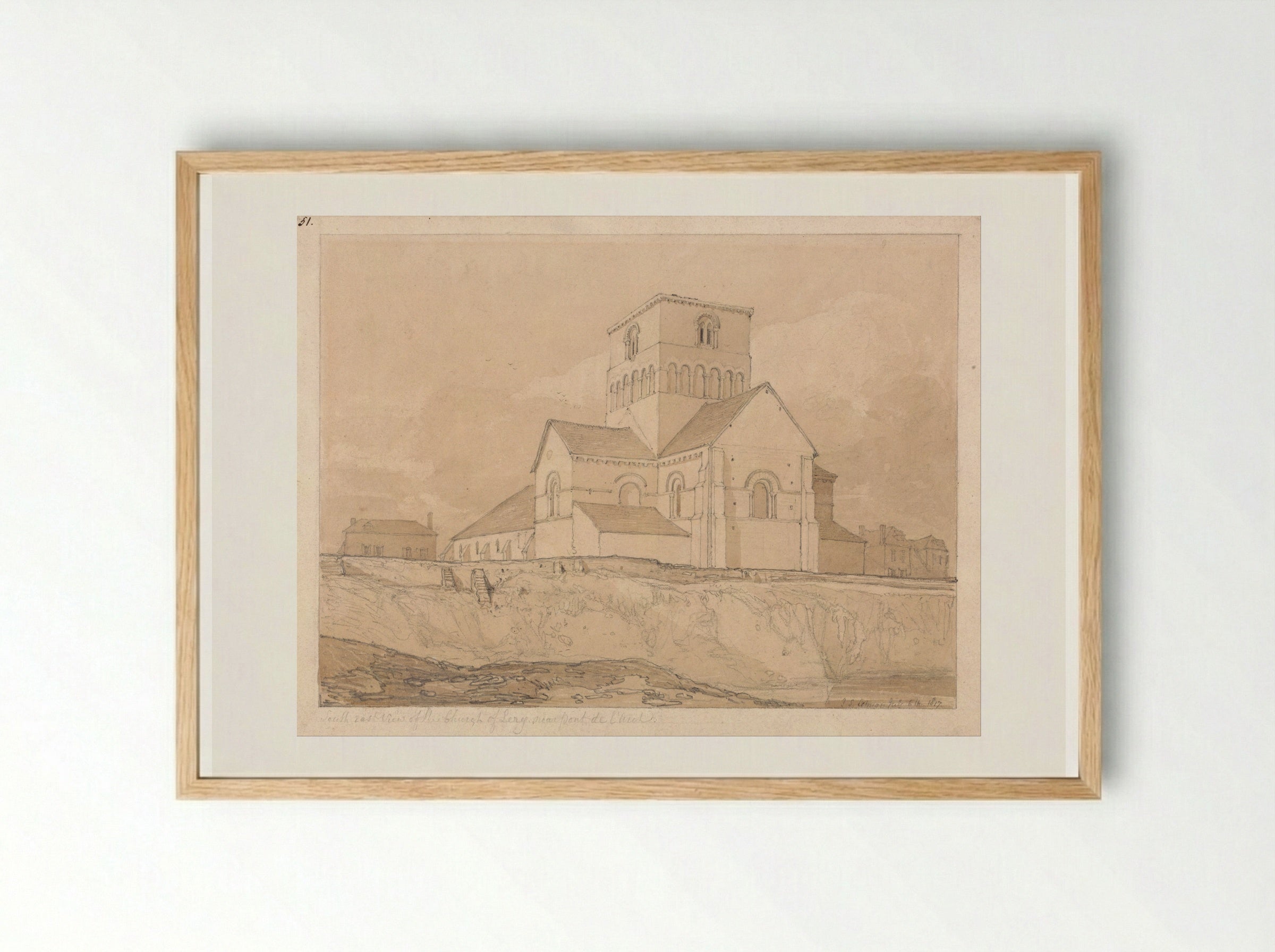 Church of Lery, near Pont-de-l'Arche - John Sell Cotman - Framed Print Wood