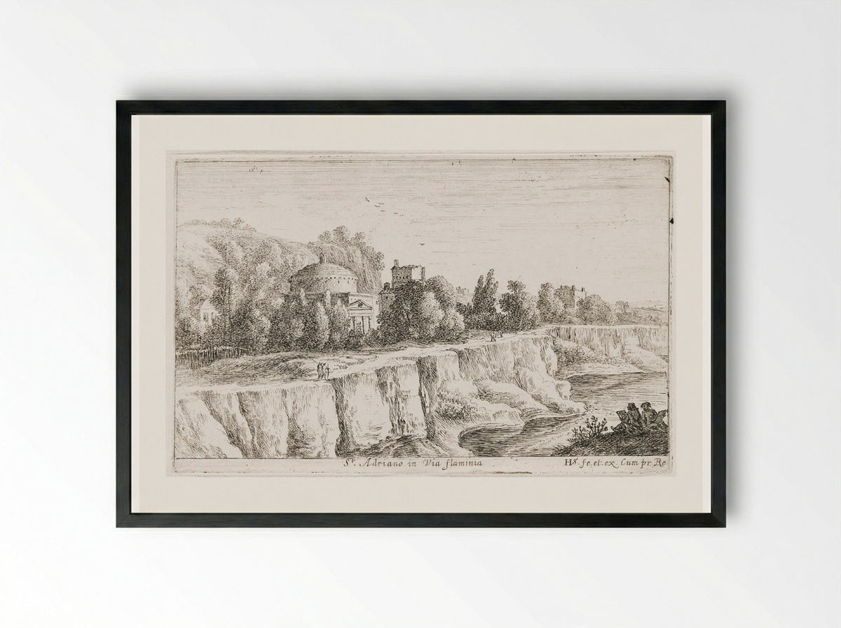 Church of S. Adriano on the Via Flaminia - Herman van Swanevelt - Framed Print Black