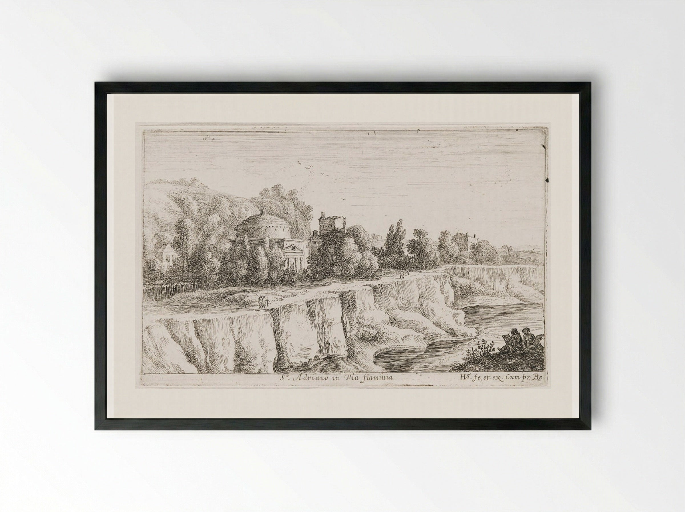 Church of S. Adriano on the Via Flaminia - Herman van Swanevelt - Framed Print Black