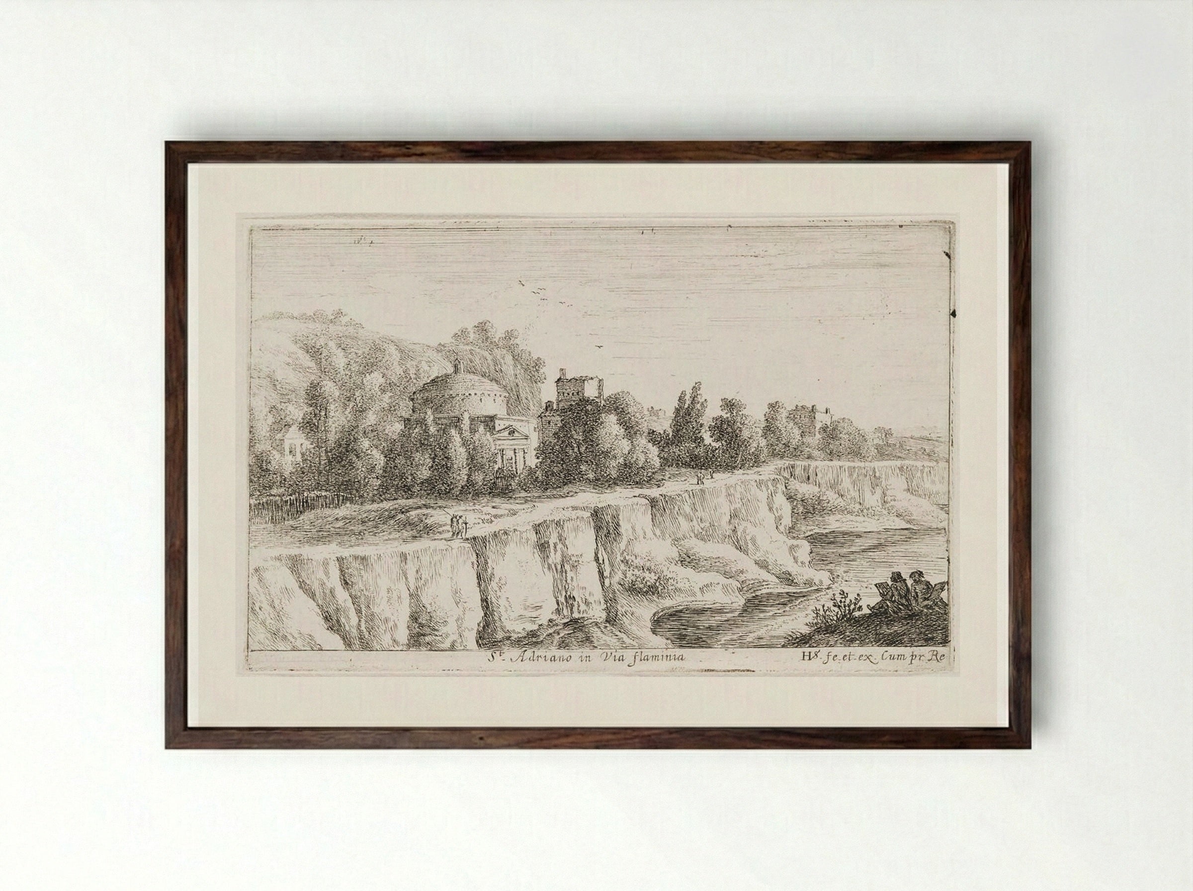 Church of S. Adriano on the Via Flaminia - Herman van Swanevelt - Framed Print Dark Wood