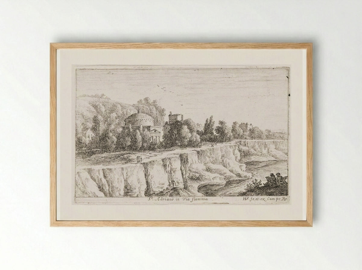 Church of S. Adriano on the Via Flaminia - Herman van Swanevelt - Framed Print Wood