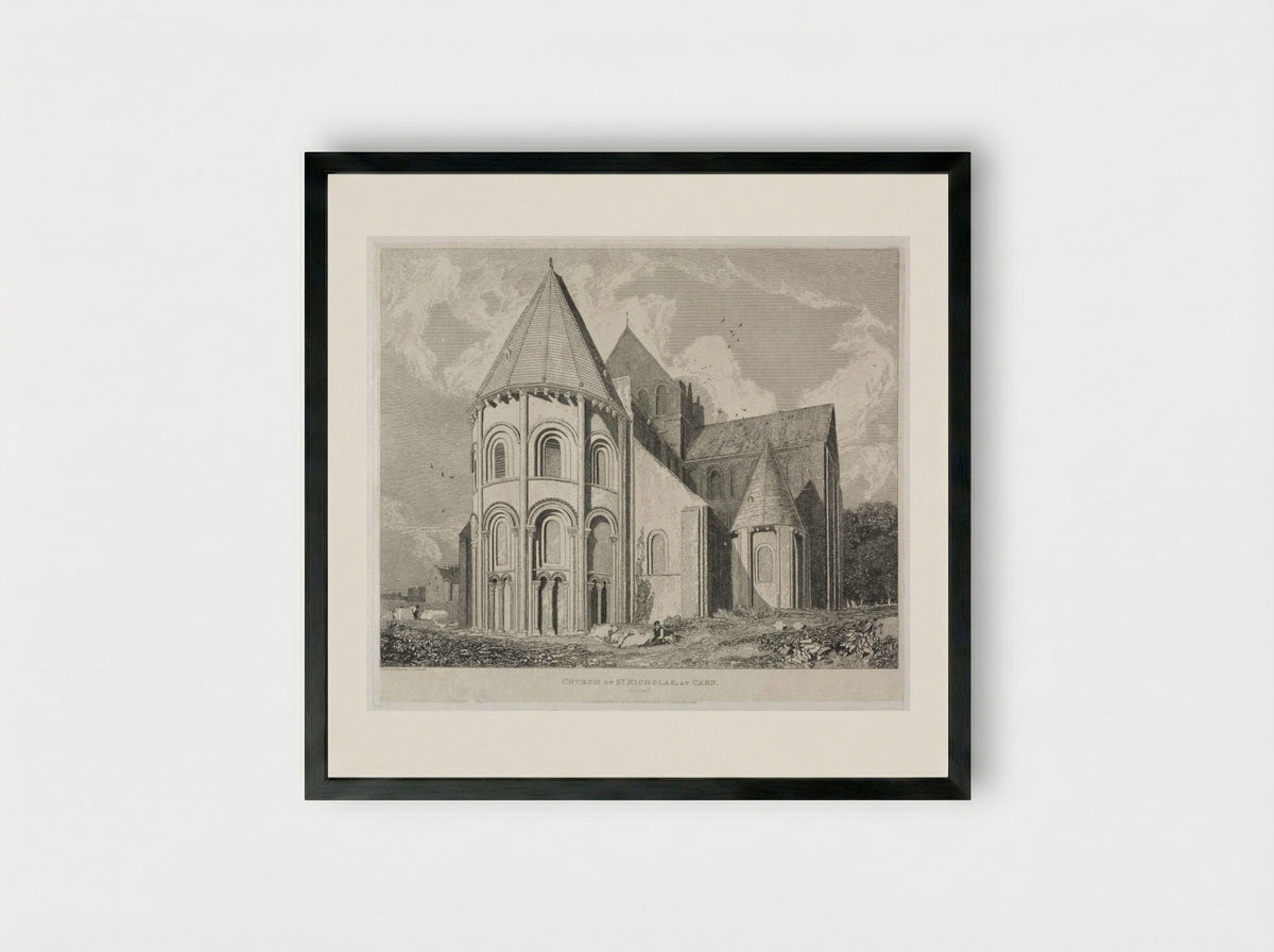 Church of St. Nicholas, at Caen - John Sell Cotman - Framed Print Black