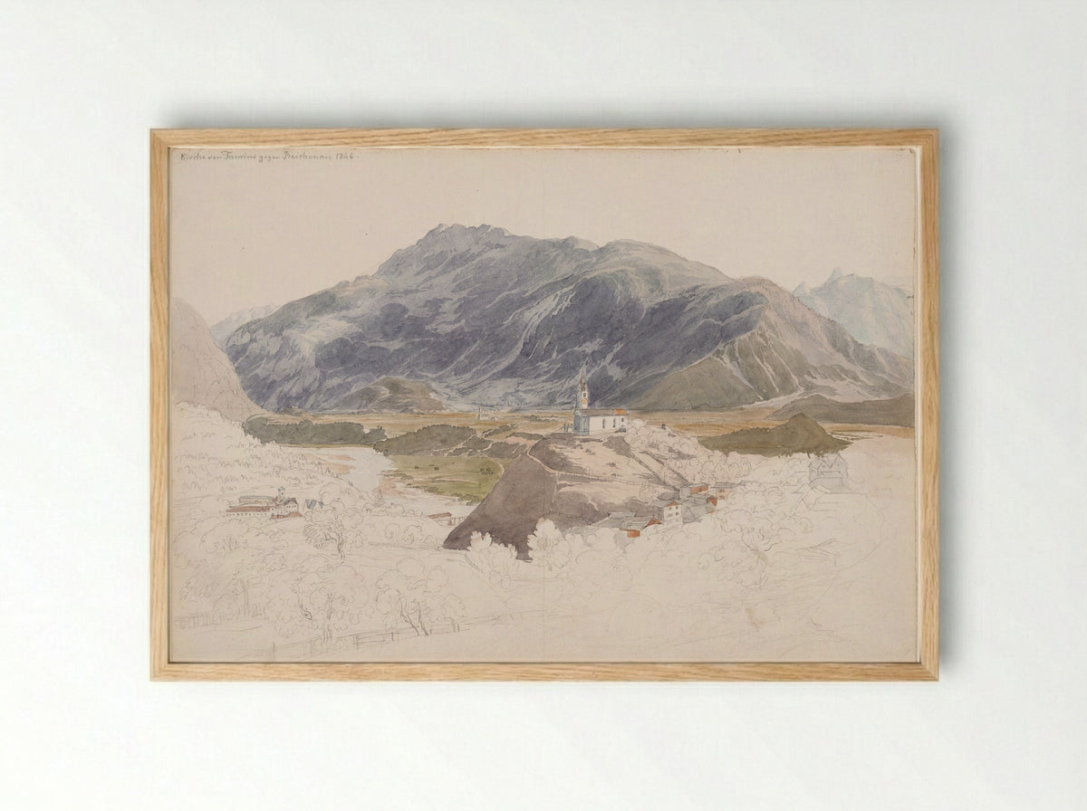 Church of Tamins opposite Reichenau, Switzerland - Johann Jakob Meyer - Framed Print Wood