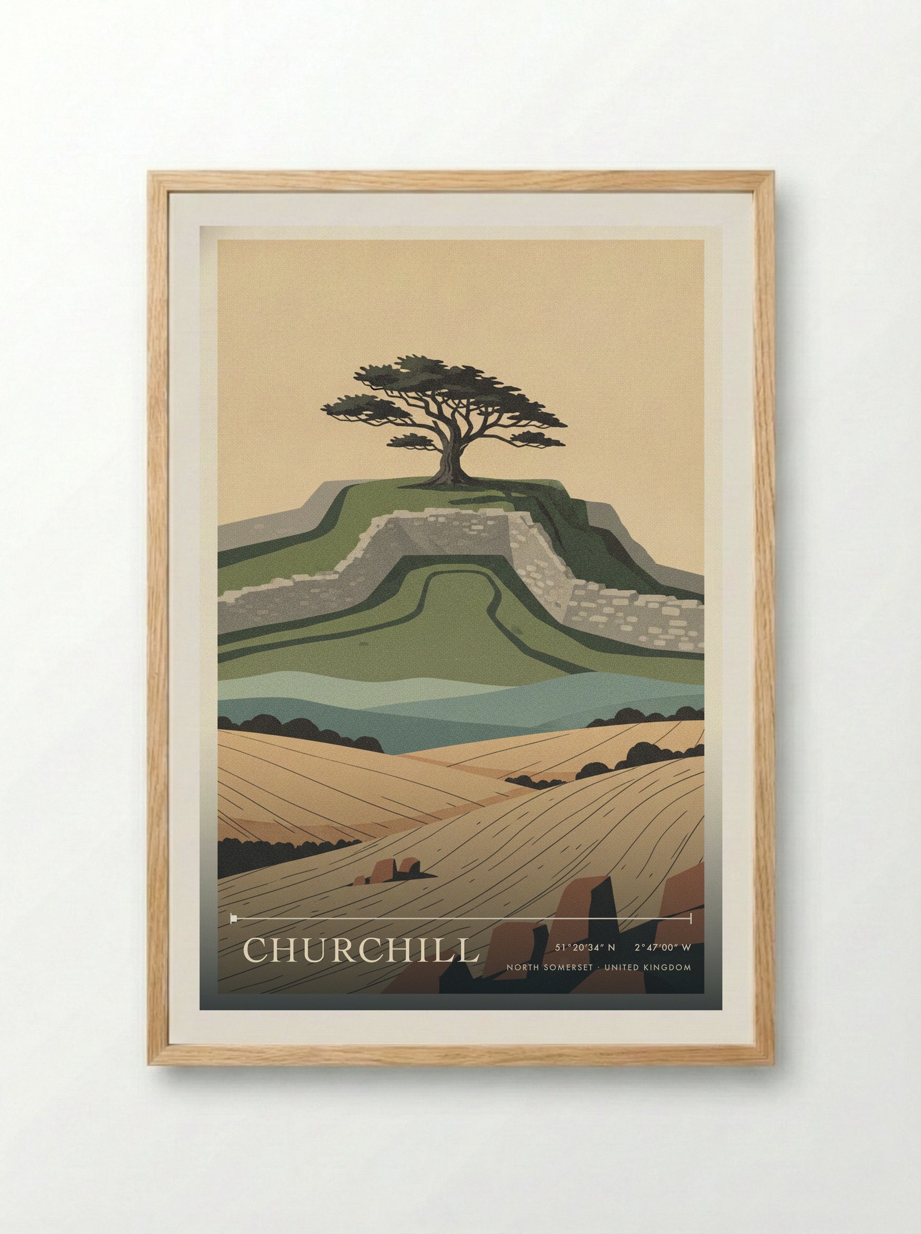Churchill North Somerset United Kingdom Travel Poster - Framed Print Wood