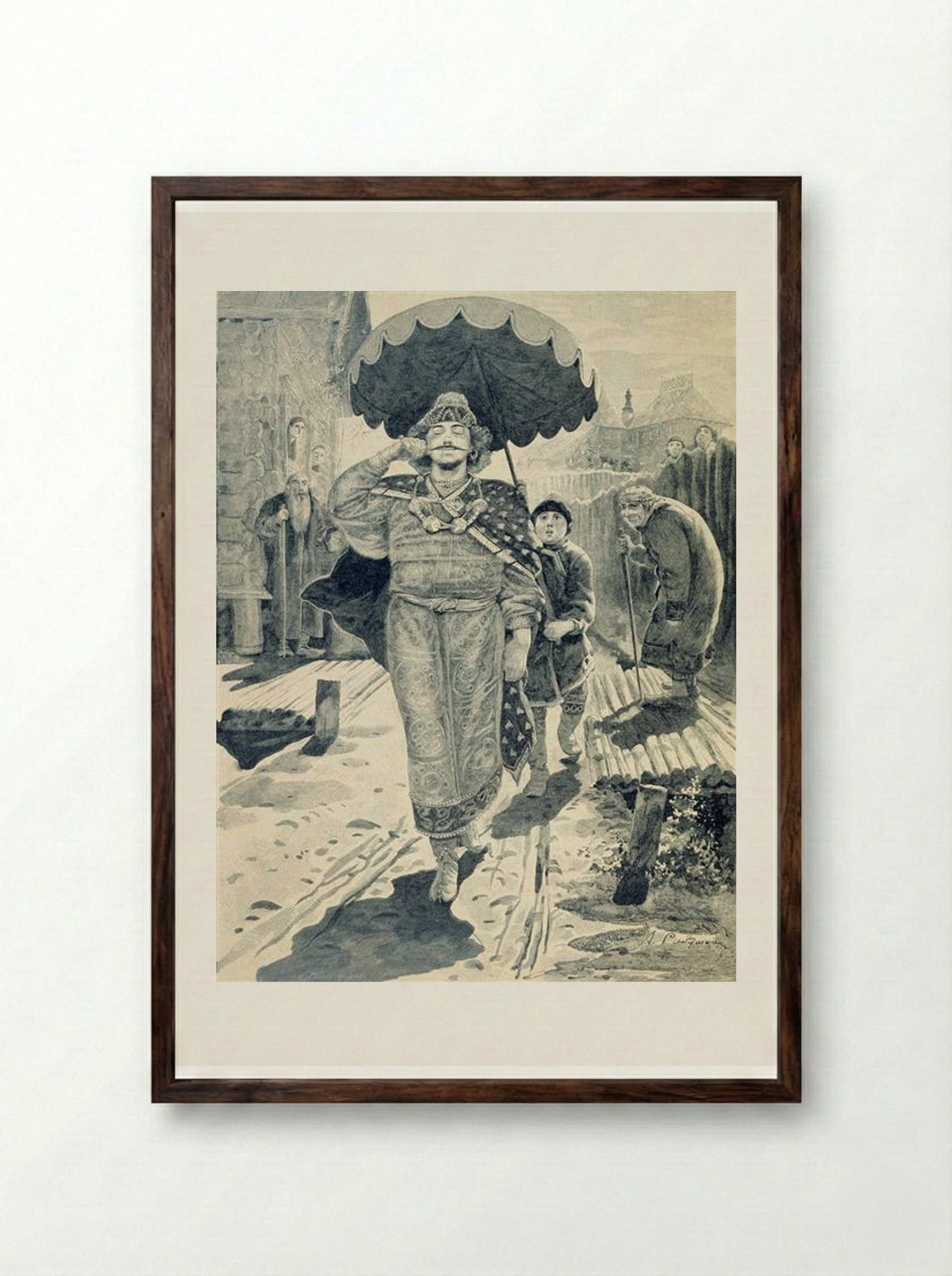 Churilo Plenkovich - Andrei Ryabushkin - Framed Print Dark Wood