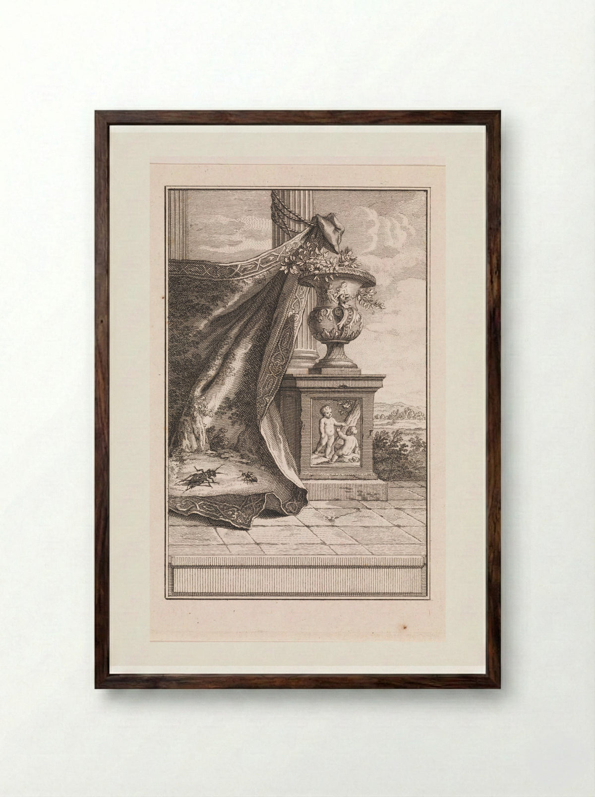 Cicade en mier op een kleed - Jan Punt - Framed Print Dark Wood