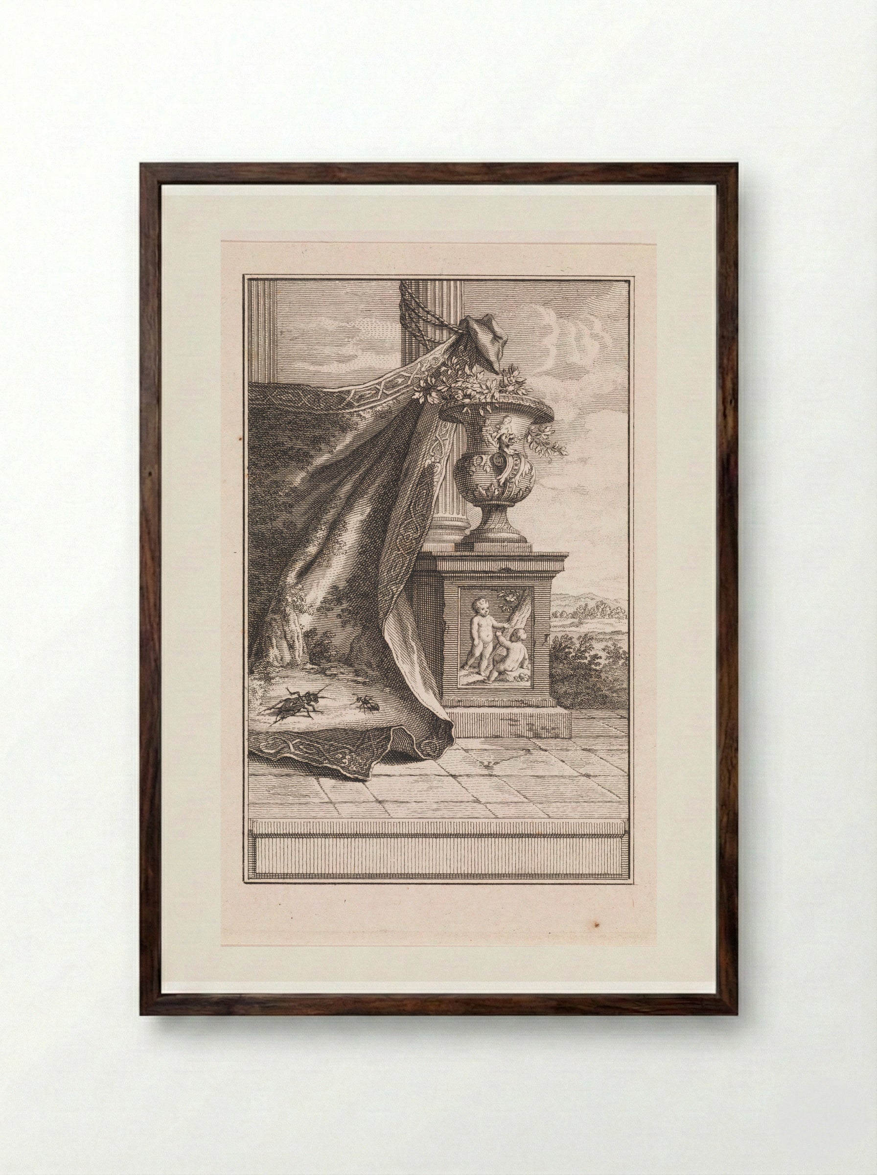 Cicade en mier op een kleed - Jan Punt - Framed Print Dark Wood