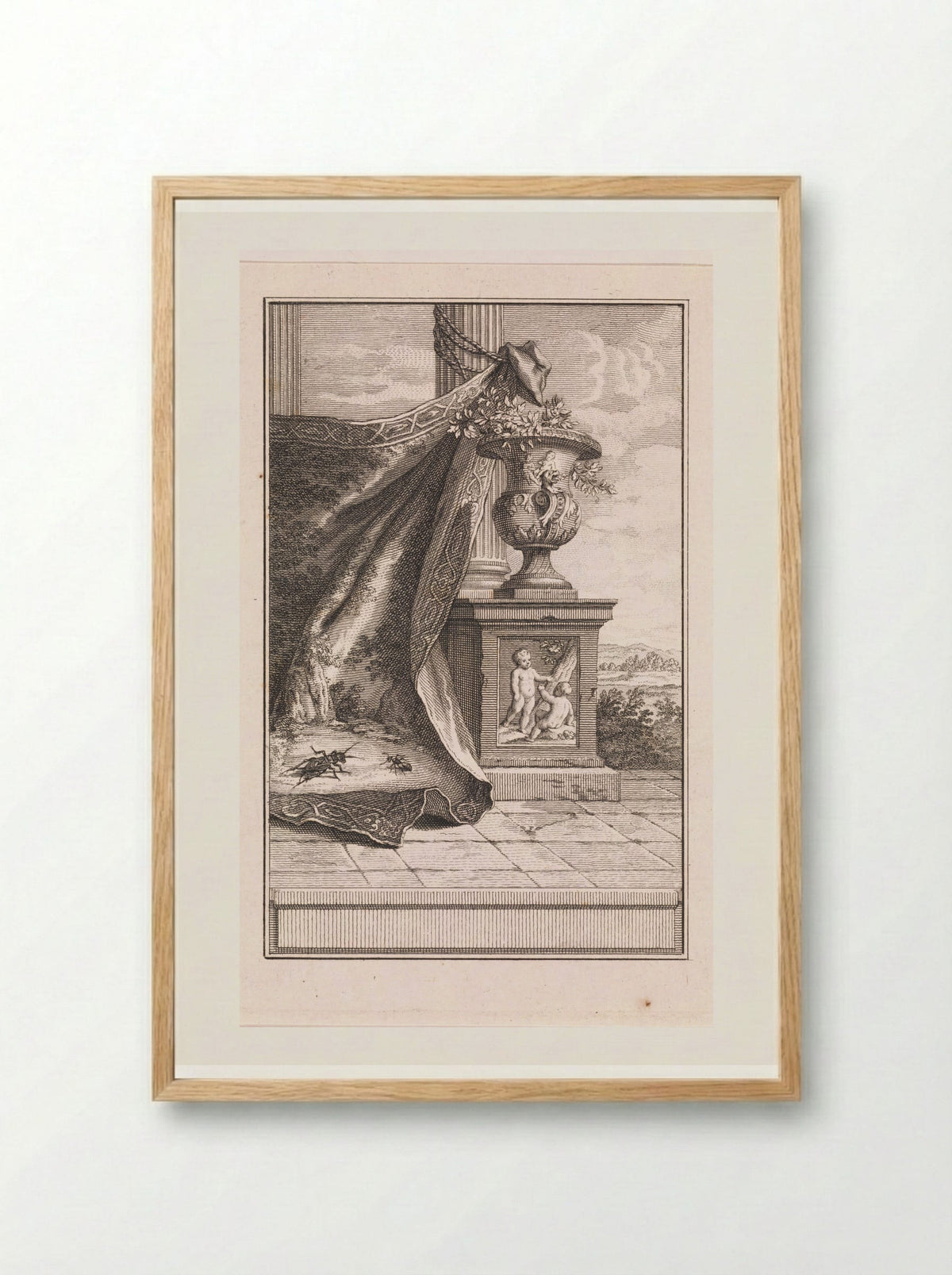 Cicade en mier op een kleed - Jan Punt - Framed Print Wood