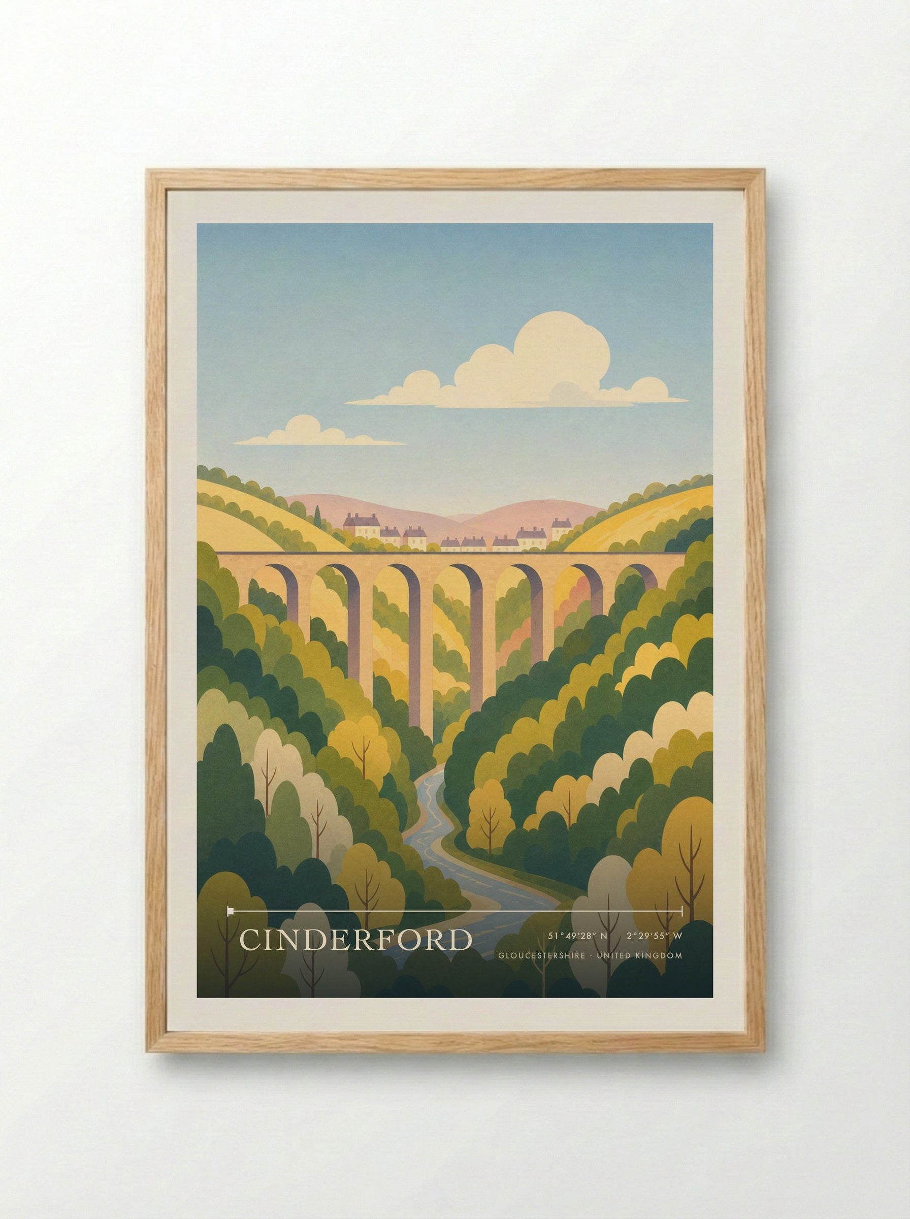 Cinderford Gloucestershire United Kingdom Travel Poster - Framed Print Wood