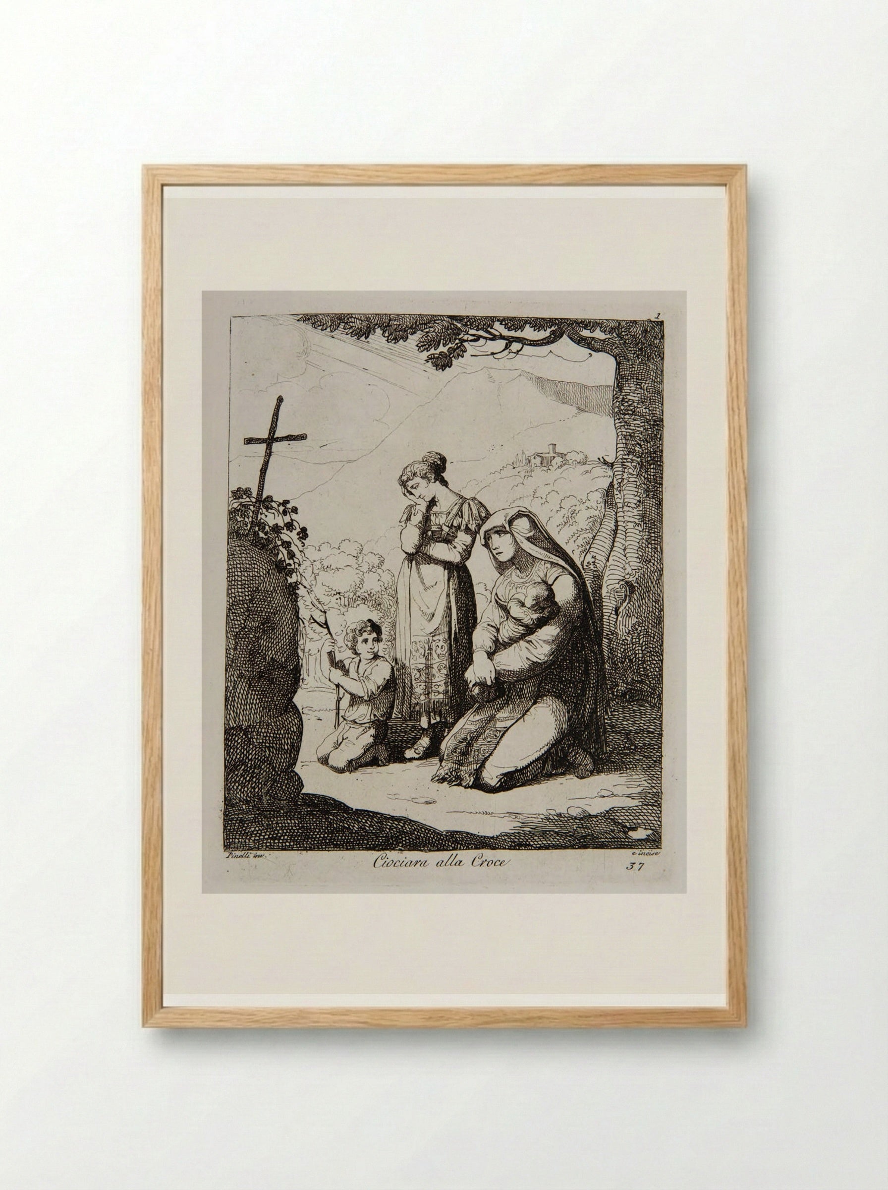 Ciociara alla Croce - Bartolomeo Pinelli - Framed Print Wood