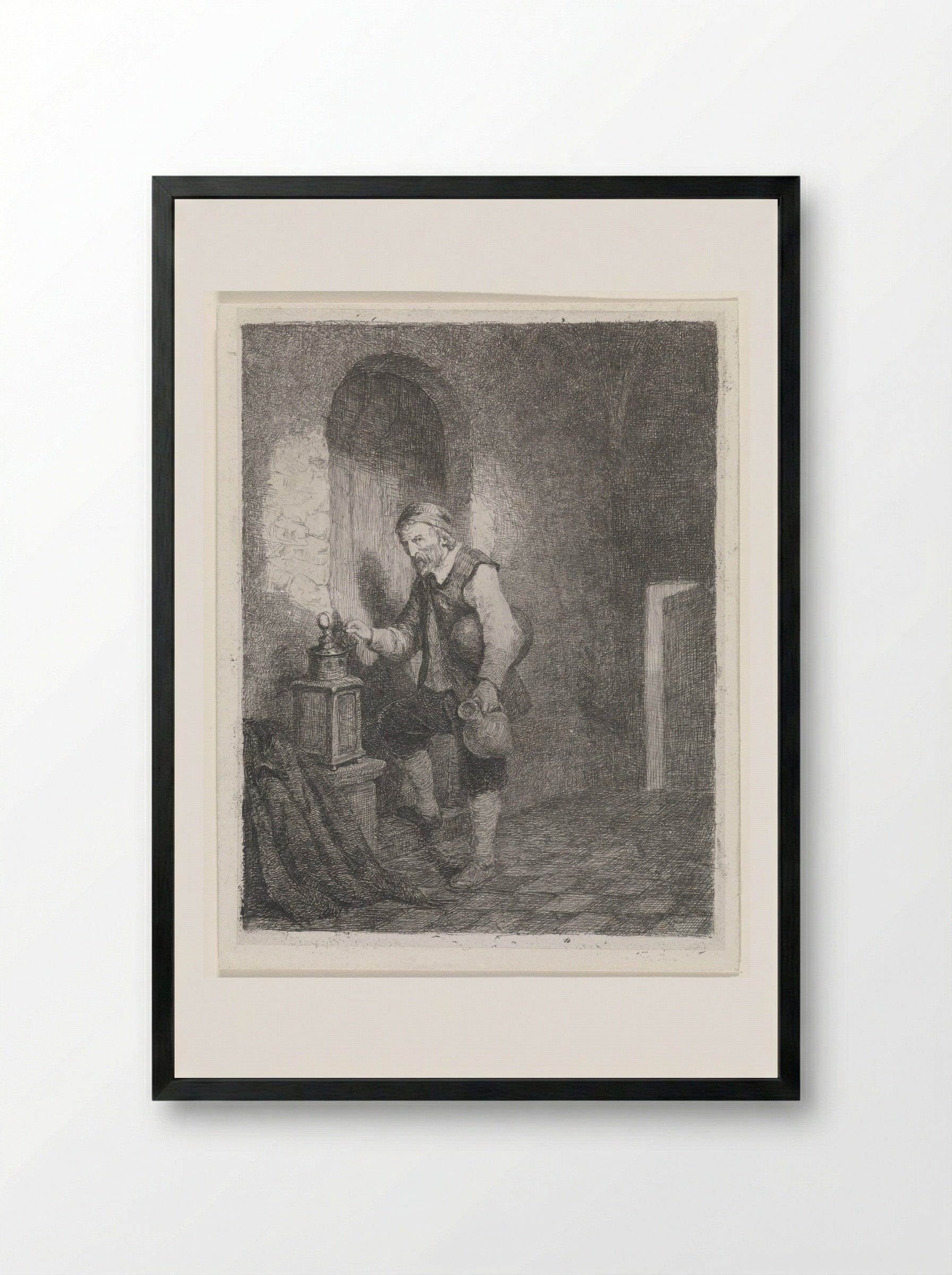 Cipier (The Gaoler) - David van der Kellen - Framed Print Black