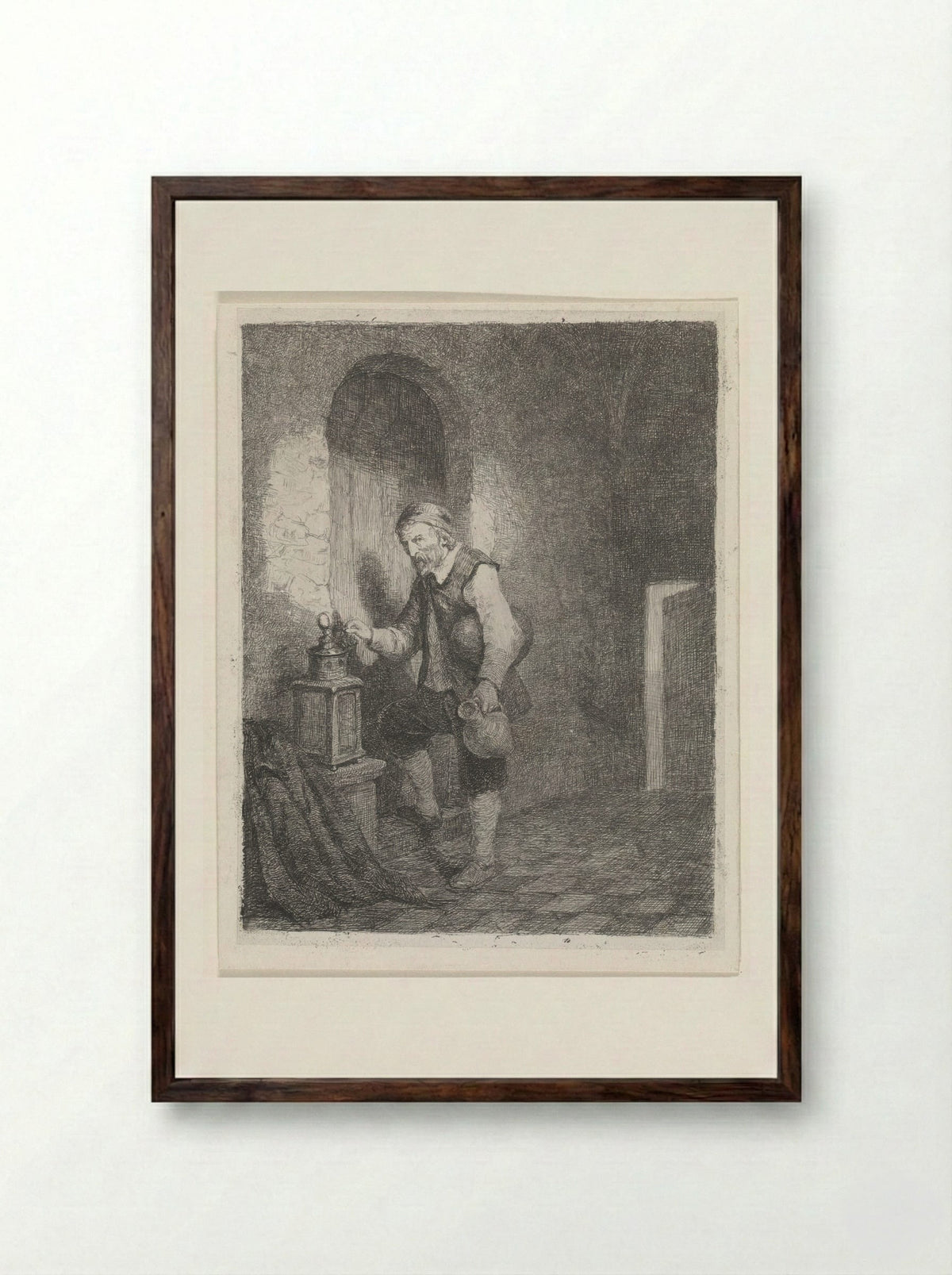 Cipier (The Gaoler) - David van der Kellen - Framed Print Dark Wood