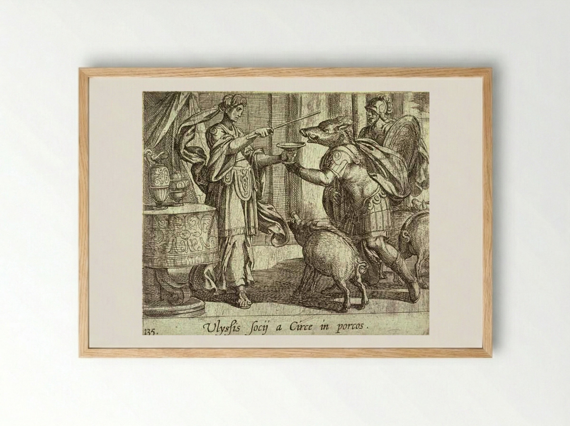 Circe Changing Ulysses' Men to Swine - Antonio Tempesta - Framed Print Wood