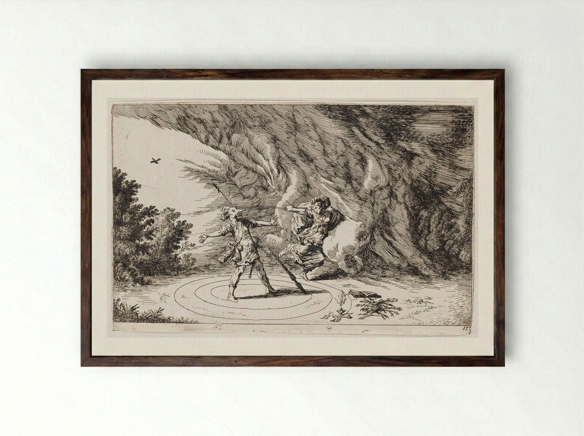 Circe Transforms Picus into a Woodpecker - Johann Wilhelm Baur - Framed Print Dark Wood