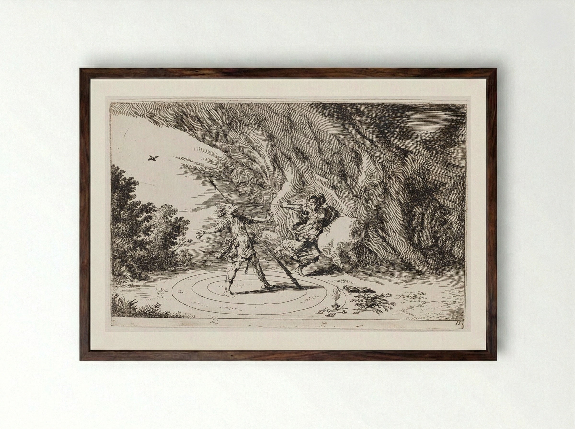 Circe Transforms Picus into a Woodpecker - Johann Wilhelm Baur - Framed Print Dark Wood