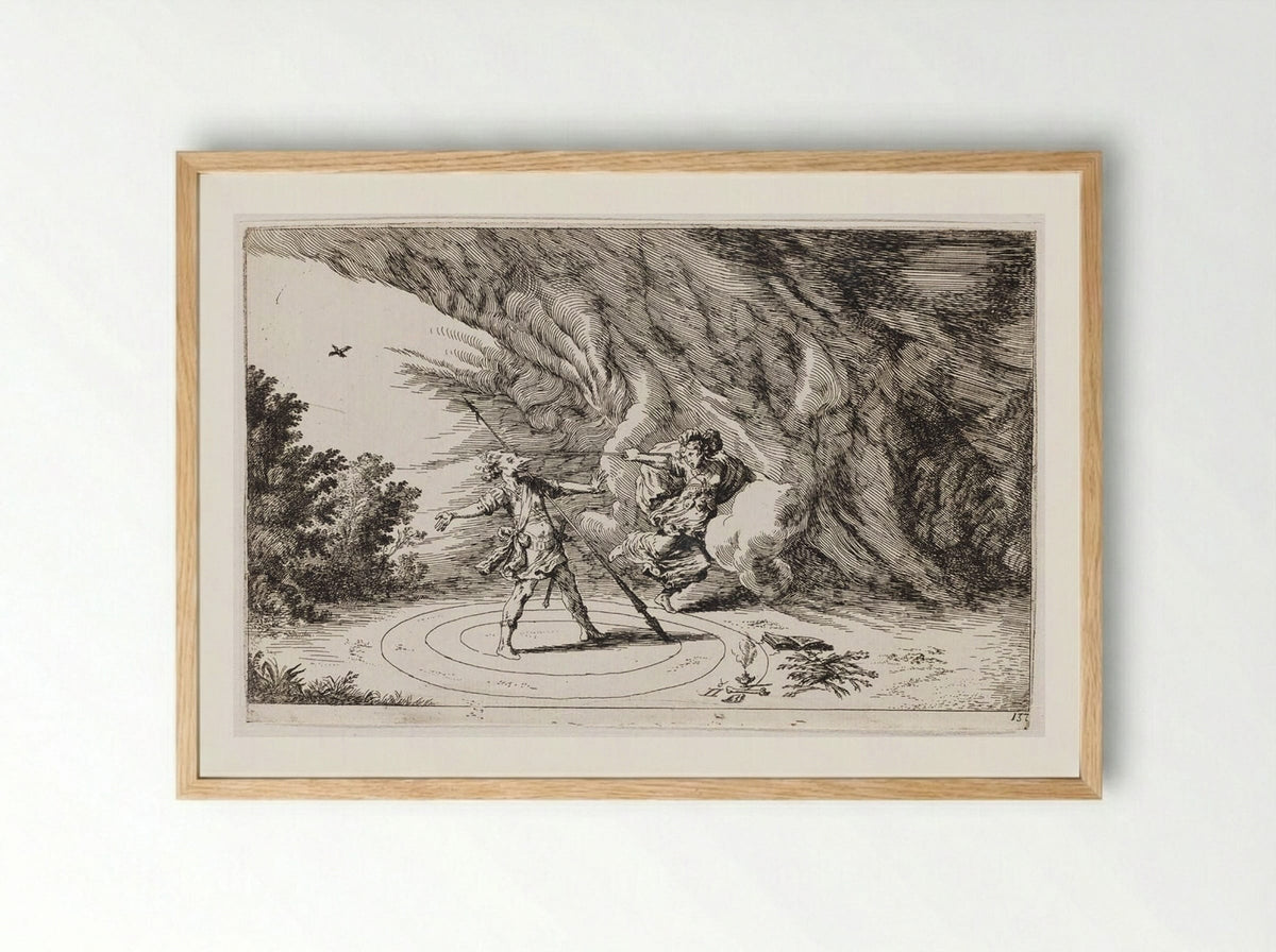 Circe Transforms Picus into a Woodpecker - Johann Wilhelm Baur - Framed Print Wood