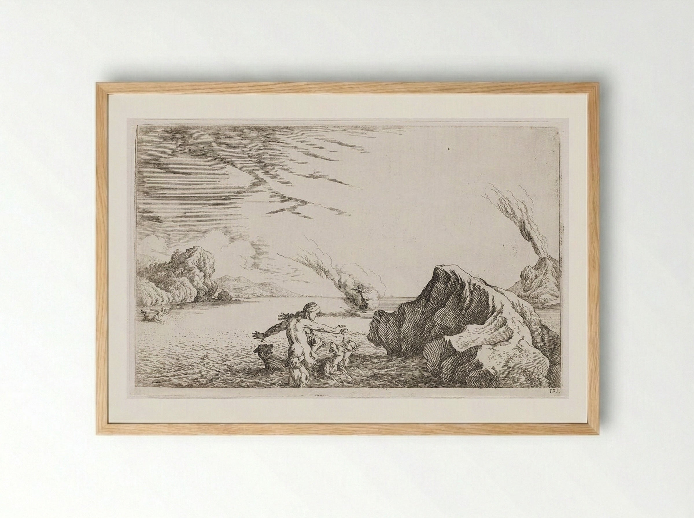 Circe Transforms Scylla into a Sea Monster - Johann Wilhelm Baur - Framed Print Wood