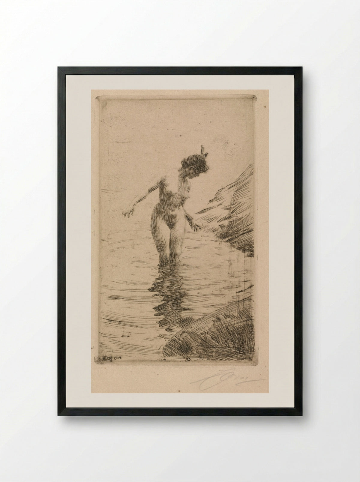 Circles of Water II - Anders Zorn - Framed Print Black