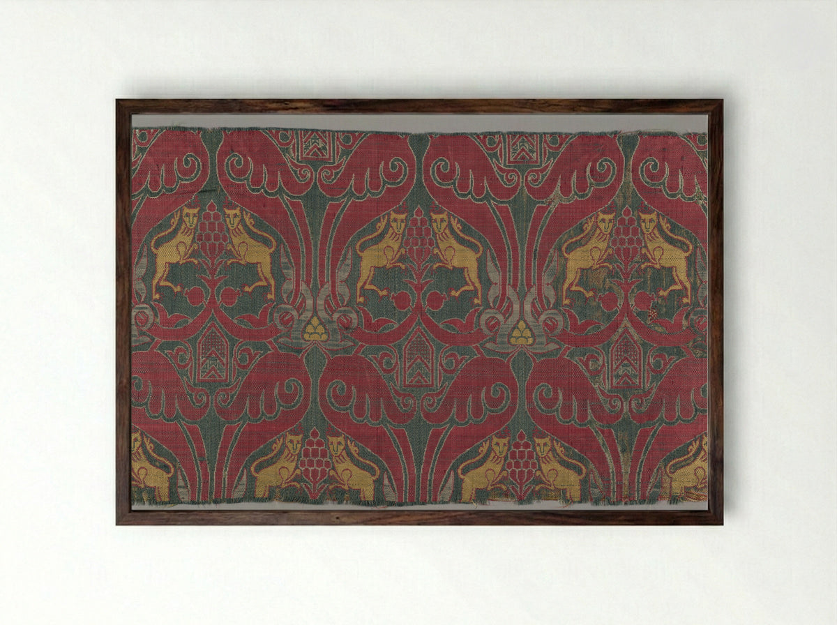 Circular Textile Fragment - Unknown Artist - Framed Print Dark Wood