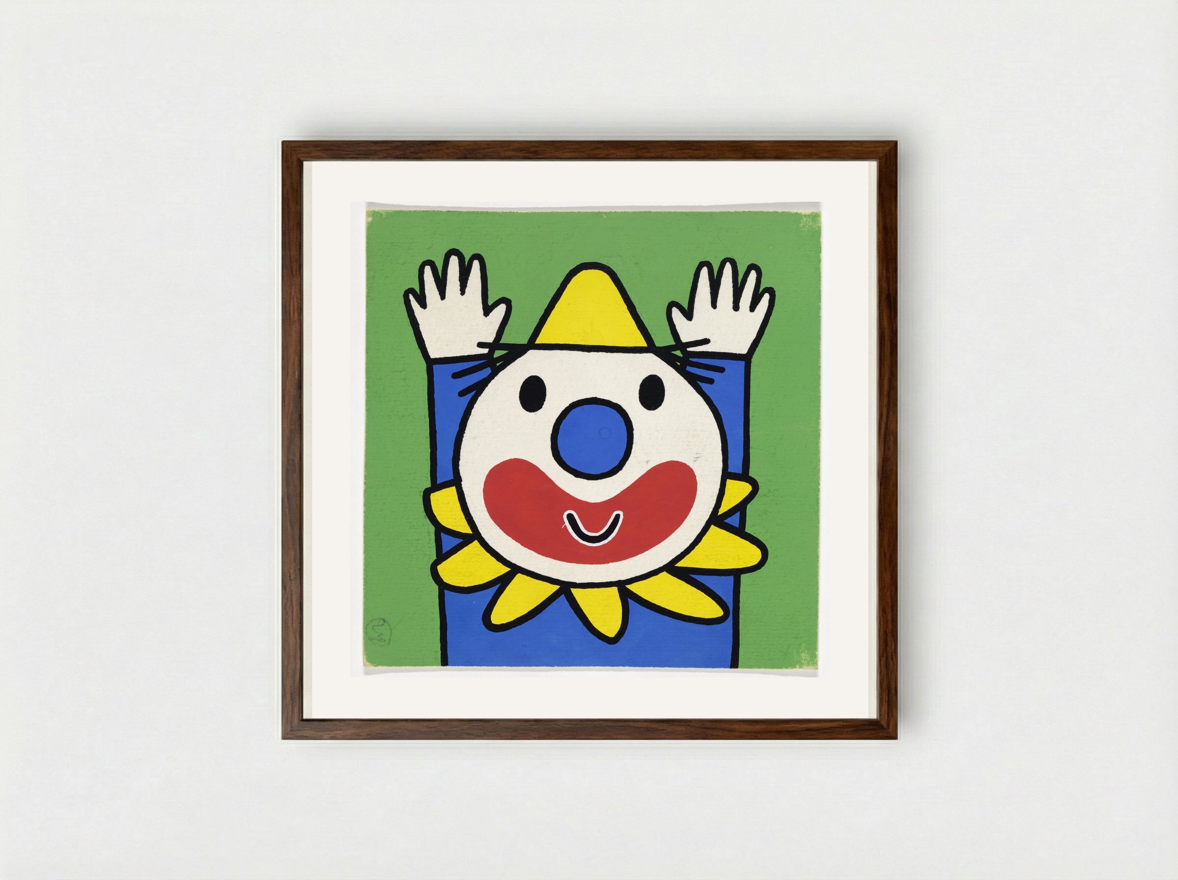 Circus (Clown Illustration) - Dick Bruna - Framed Print Dark Wood