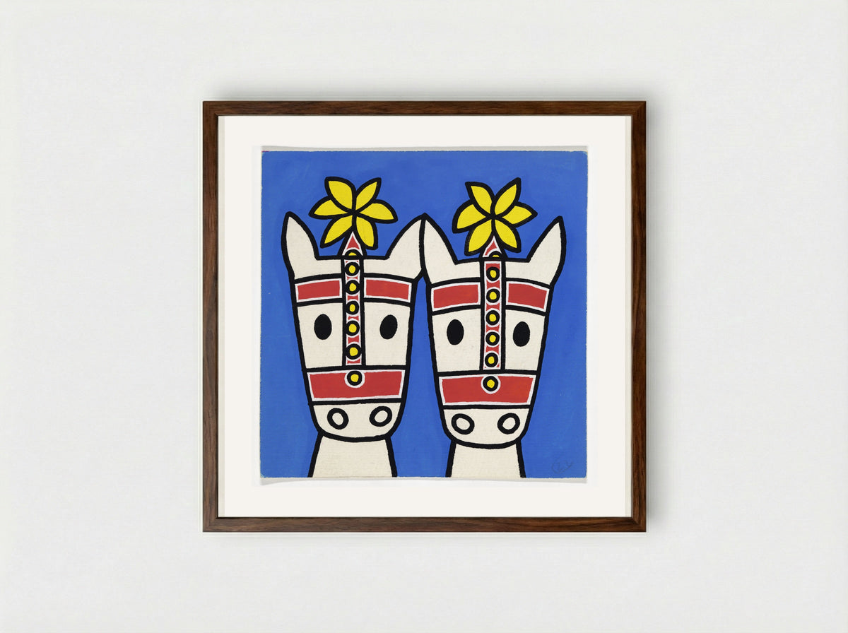Circus (Horses) - Dick Bruna - Framed Print Dark Wood