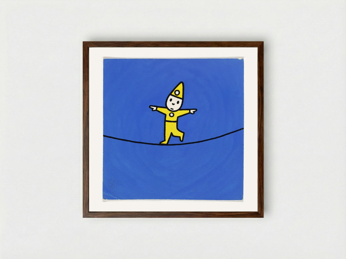 Circus (Tightrope Walker) - Dick Bruna - Framed Print Dark Wood
