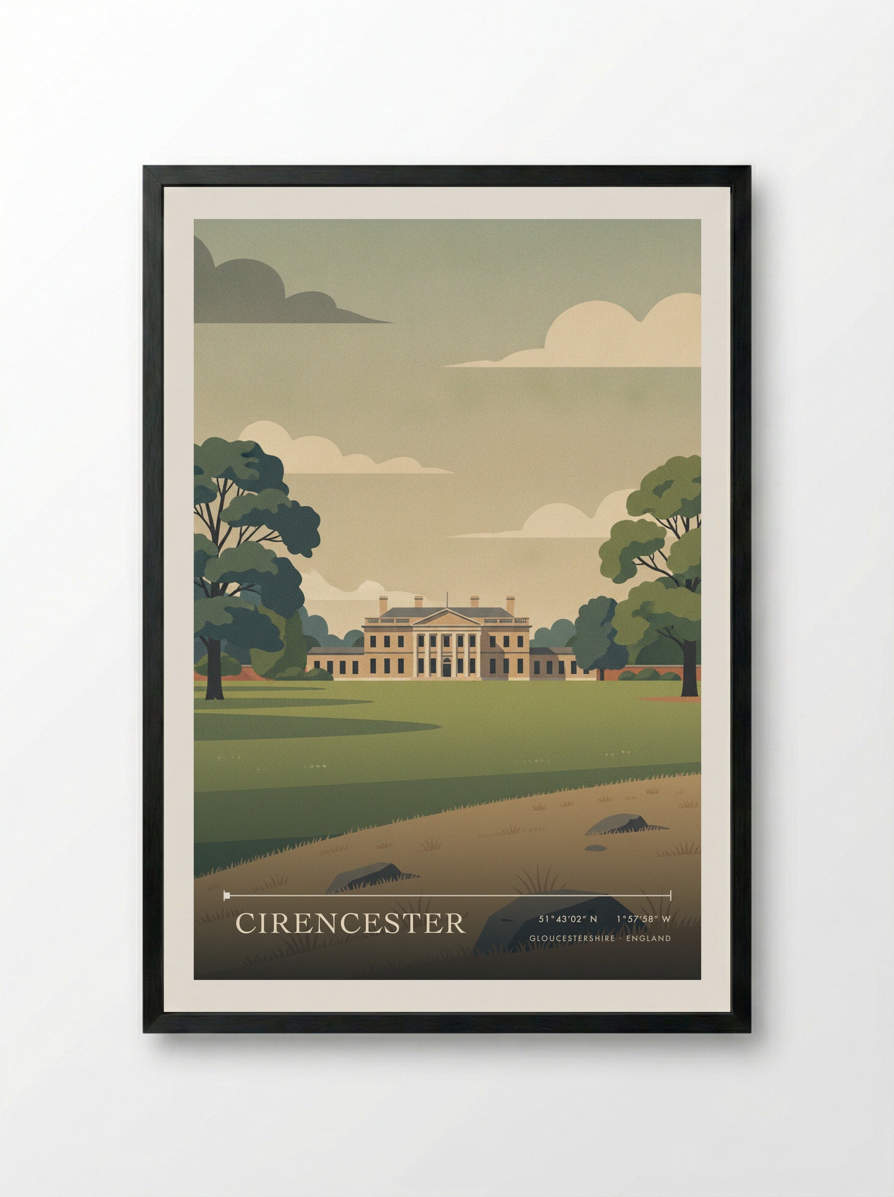 Cirencester Gloucestershire England Travel Poster - Framed Print Black