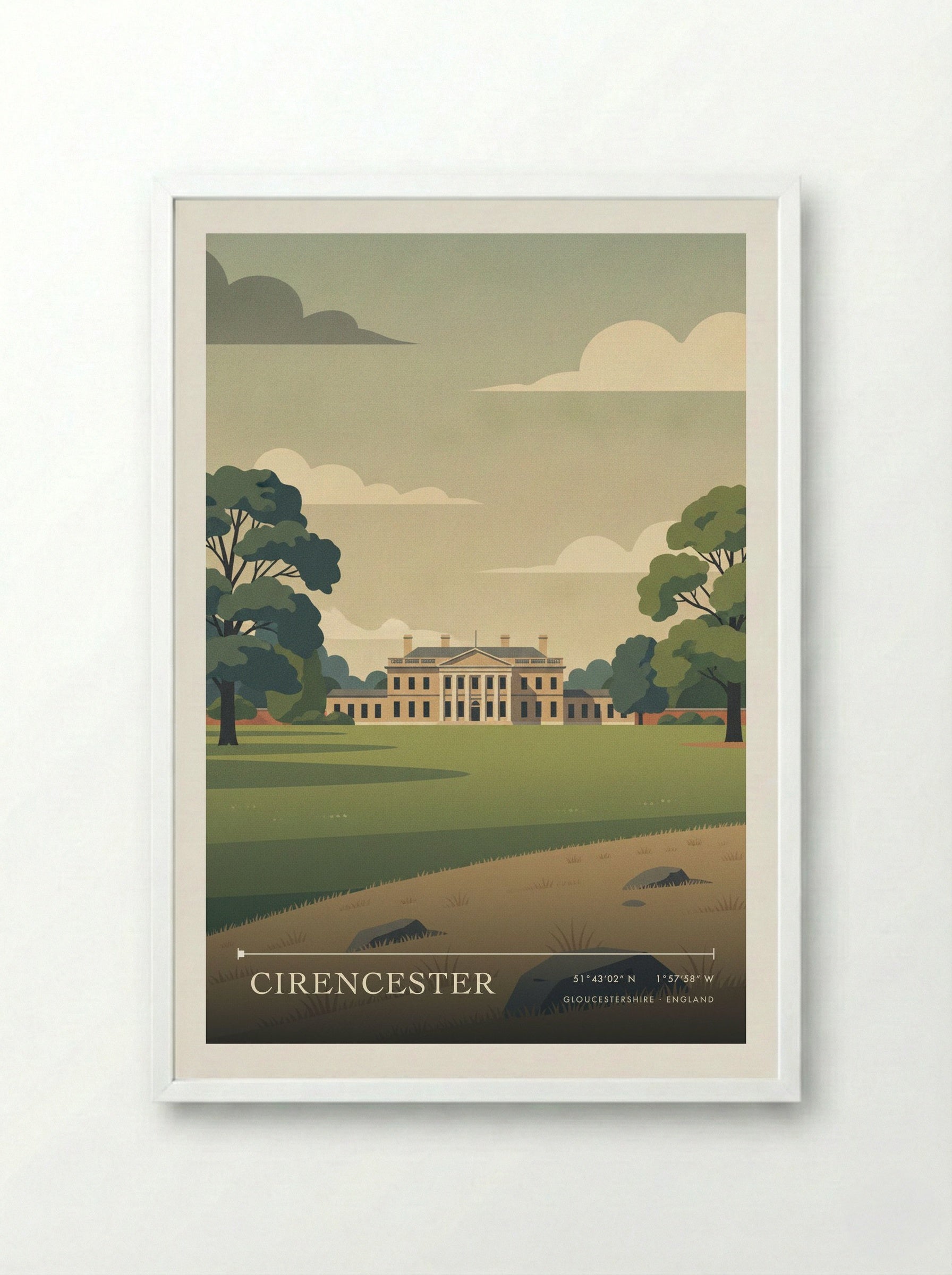 Cirencester Gloucestershire England Travel Poster - Framed Print White