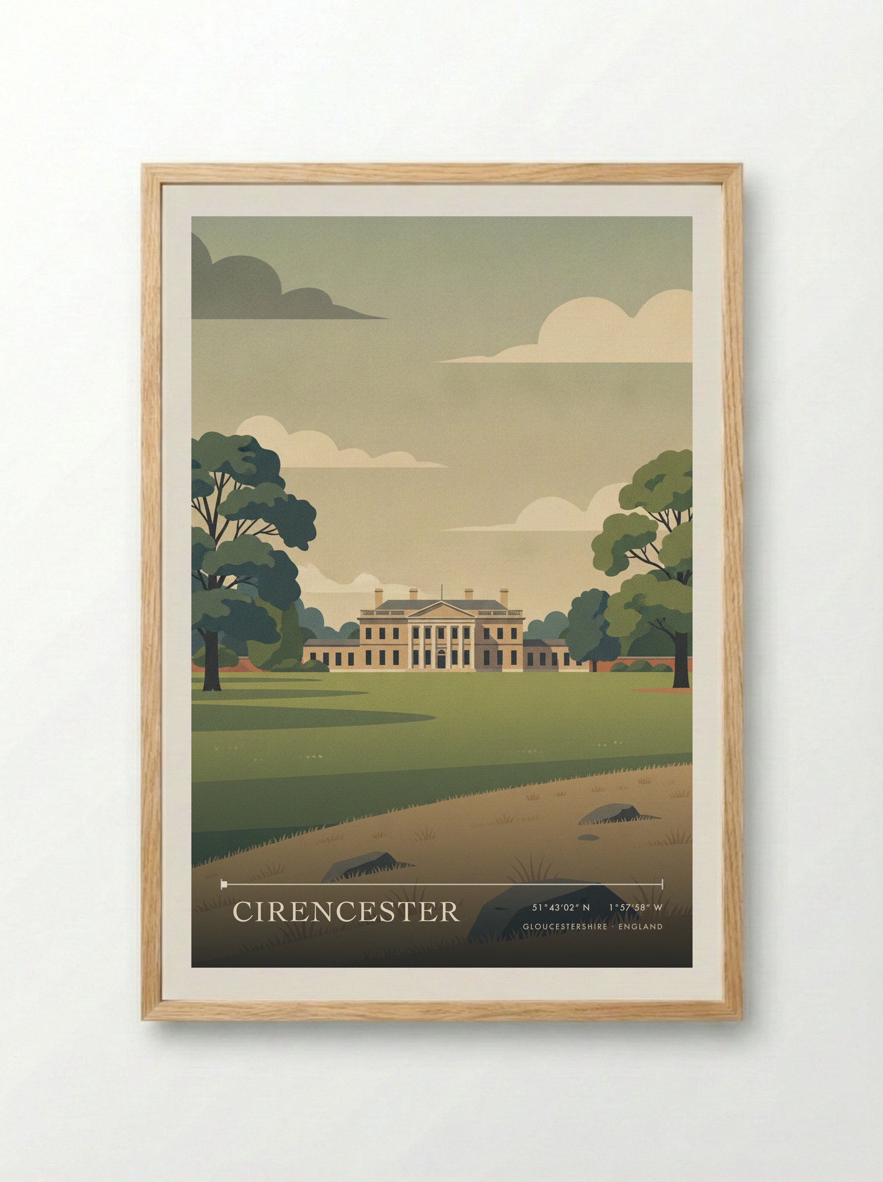 Cirencester Gloucestershire England Travel Poster - Framed Print Wood