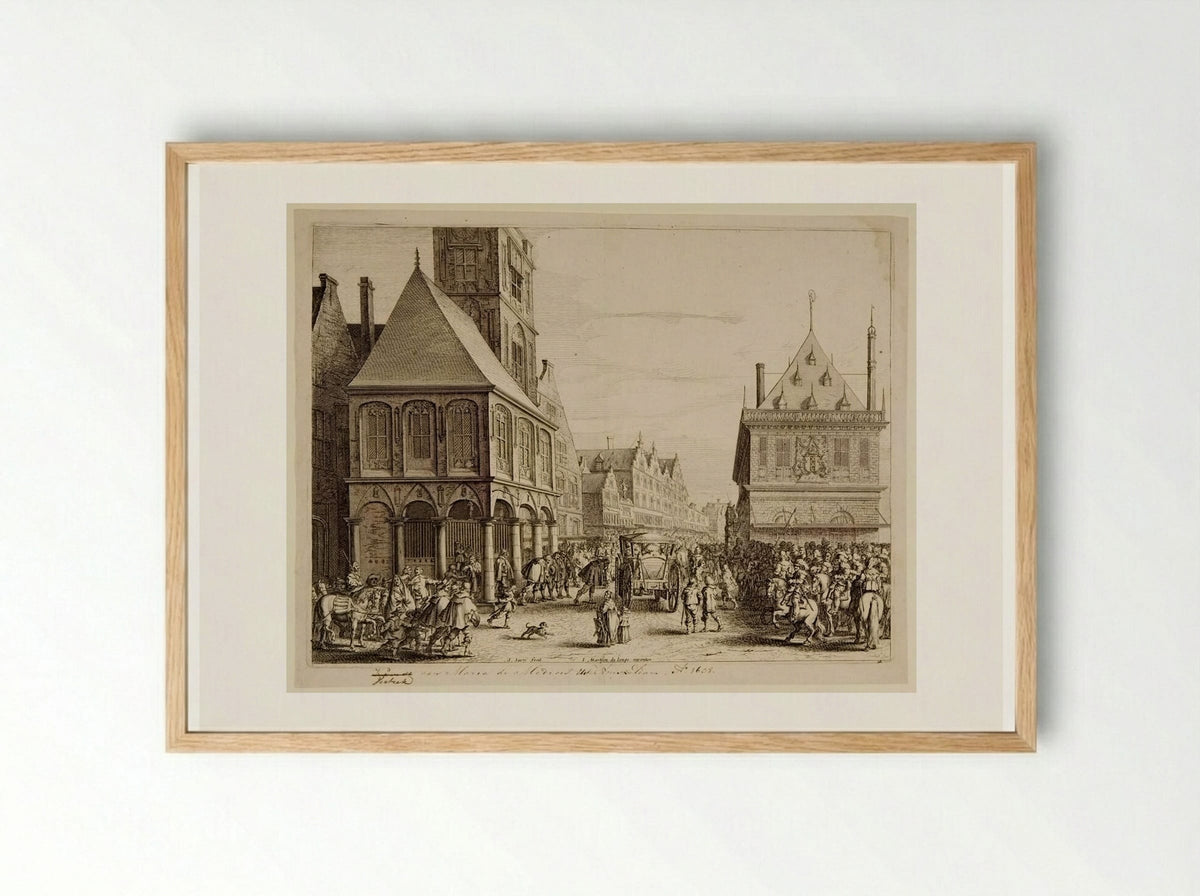 City Magistrates Taking Leave of Marie de' Medici Before the Town Hall - Salomon Savery - Framed Print Wood