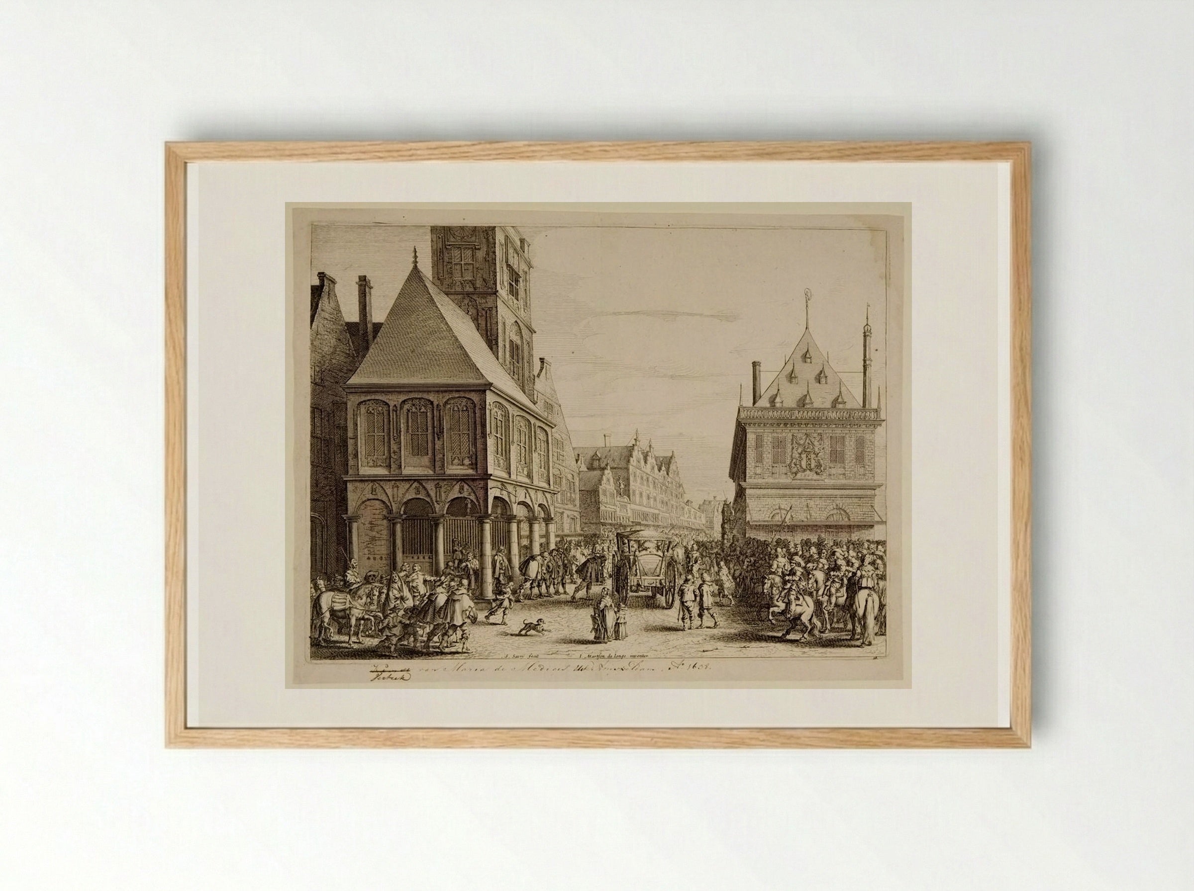 City Magistrates Taking Leave of Marie de' Medici Before the Town Hall - Salomon Savery - Framed Print Wood