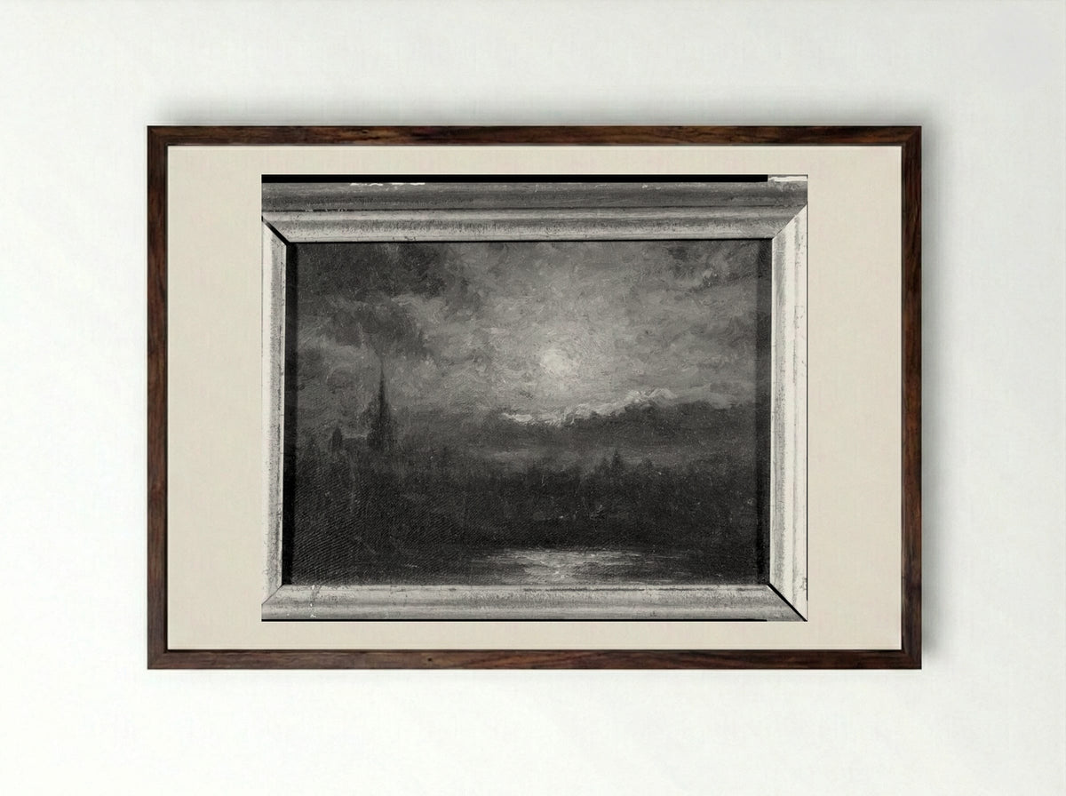 City View with Moon - Ralph Albert Blakelock - Framed Print Dark Wood