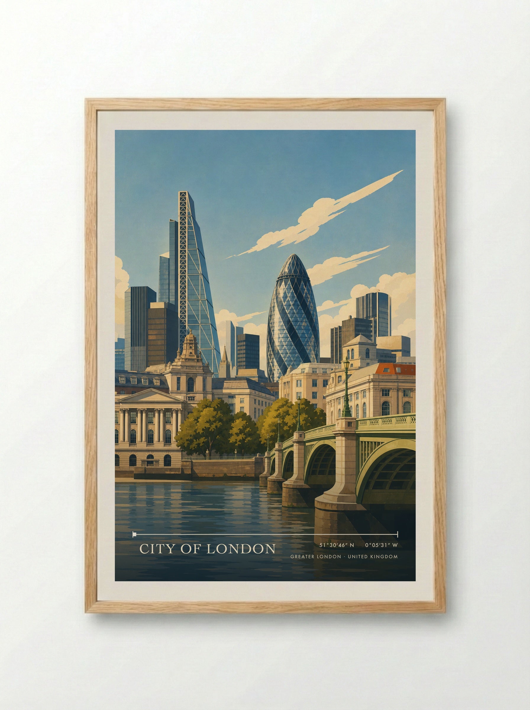 City of London Greater London United Kingdom Travel Poster - Framed Print Wood