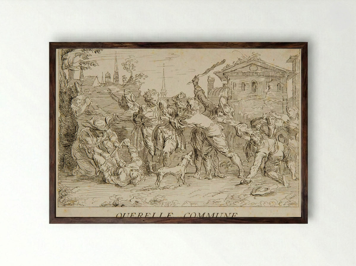 Civil Dispute - Anne Claude Philippe de Thubières, comte de Caylus - Framed Print Dark Wood