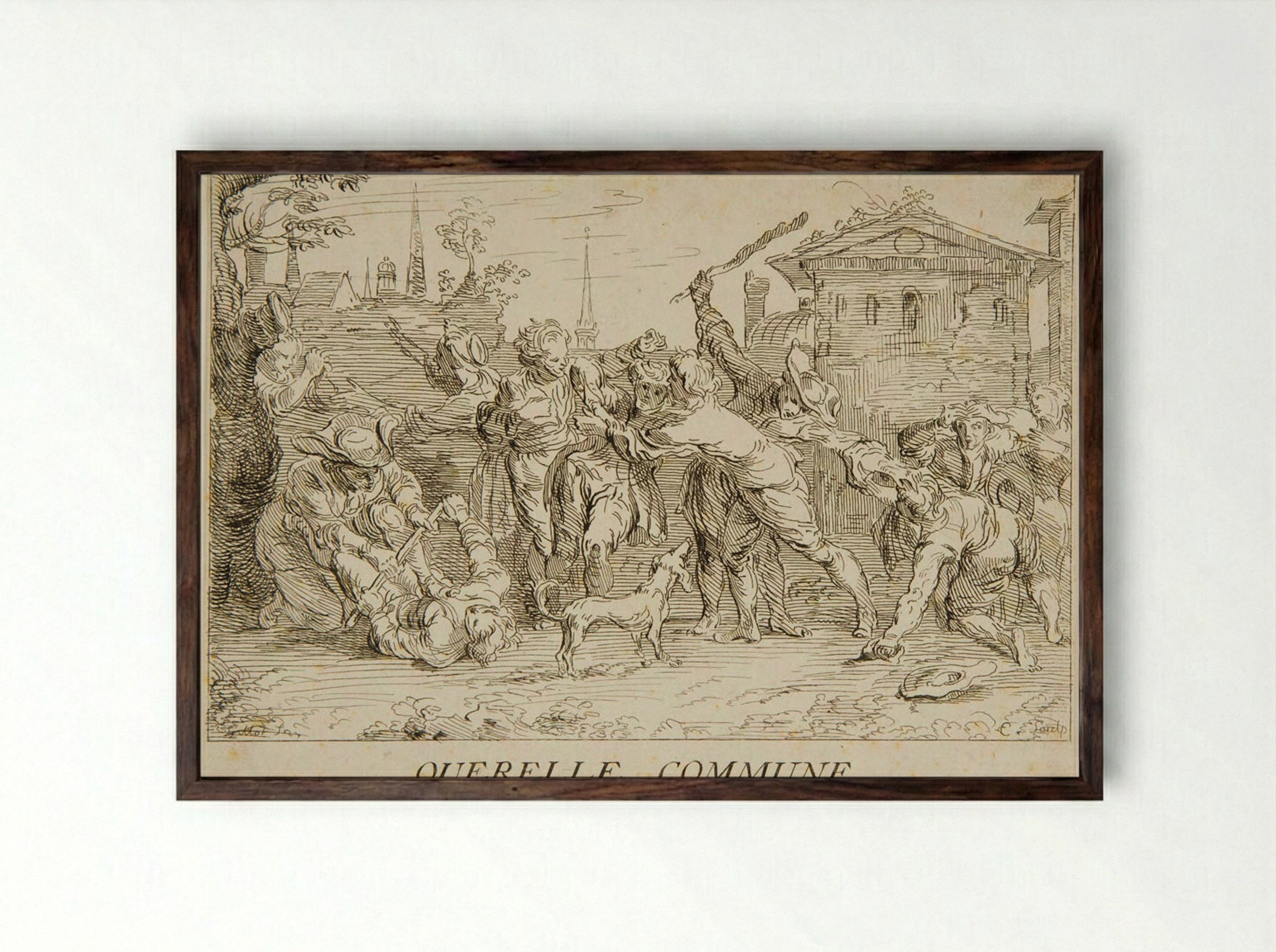 Civil Dispute - Anne Claude Philippe de Thubières, comte de Caylus - Framed Print Dark Wood