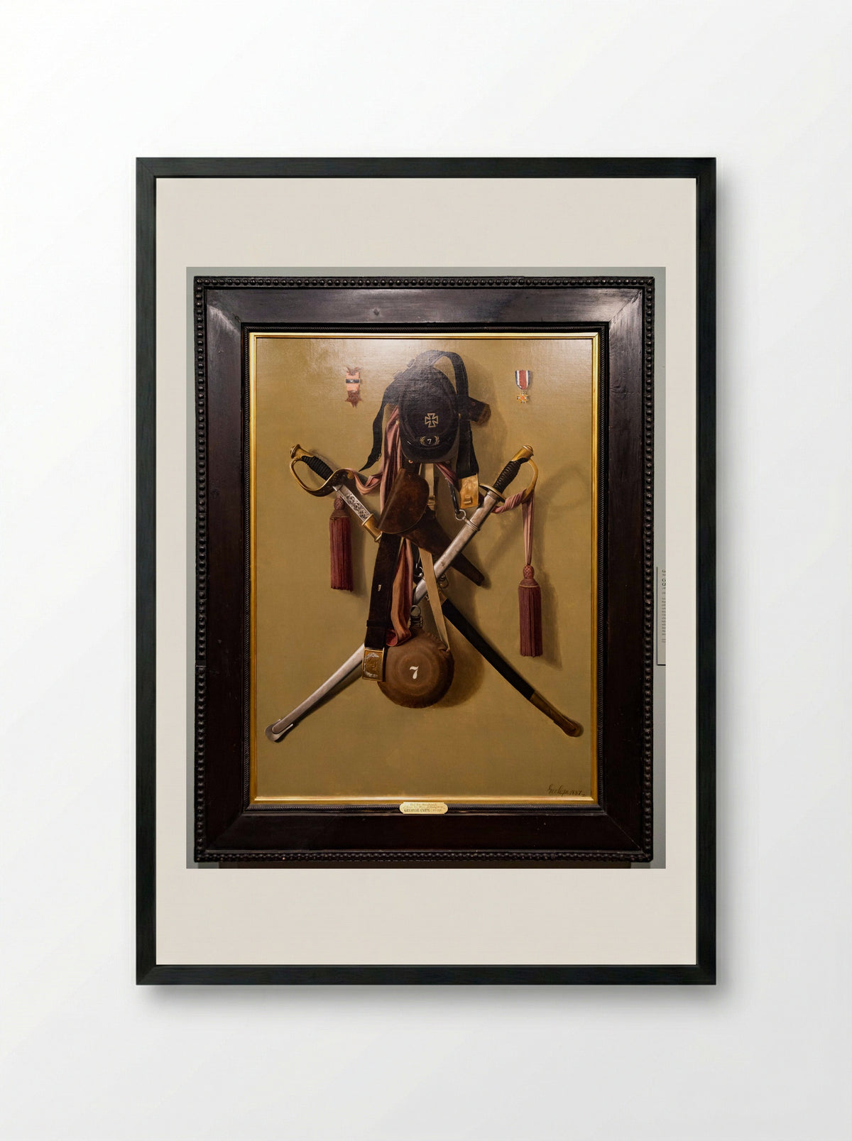 Civil War Regalia of Major Levi Gheen McCauley - George Cope - Framed Print Black