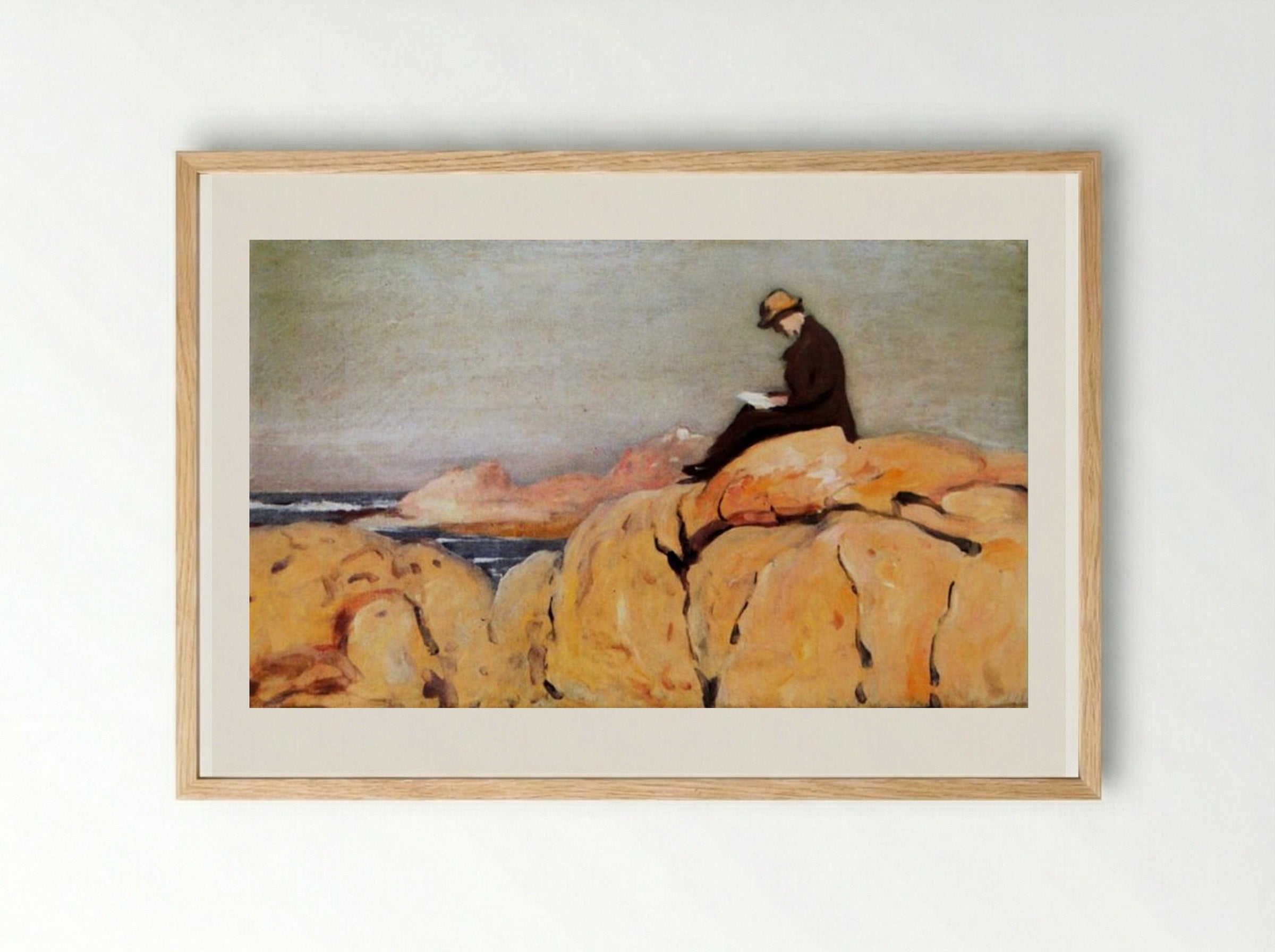 Cláudio nos Rochedos - António Carneiro - Framed Print Wood
