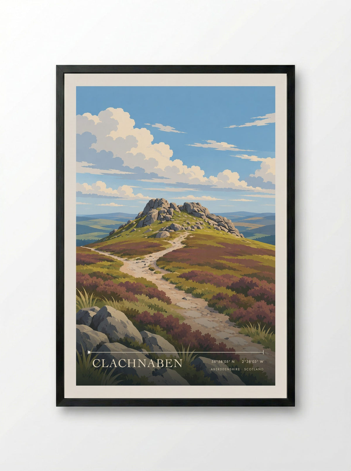 Clachnaben, Aberdeenshire | Travel Poster - Framed Print Black