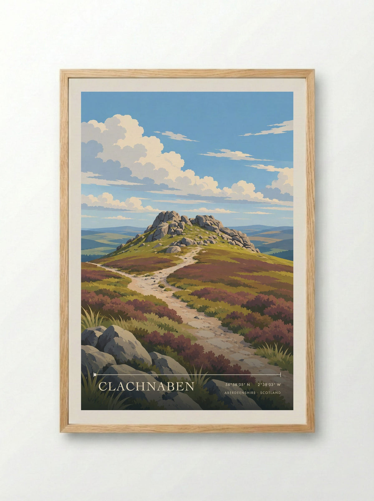 Clachnaben, Aberdeenshire | Travel Poster - Framed Print Wood