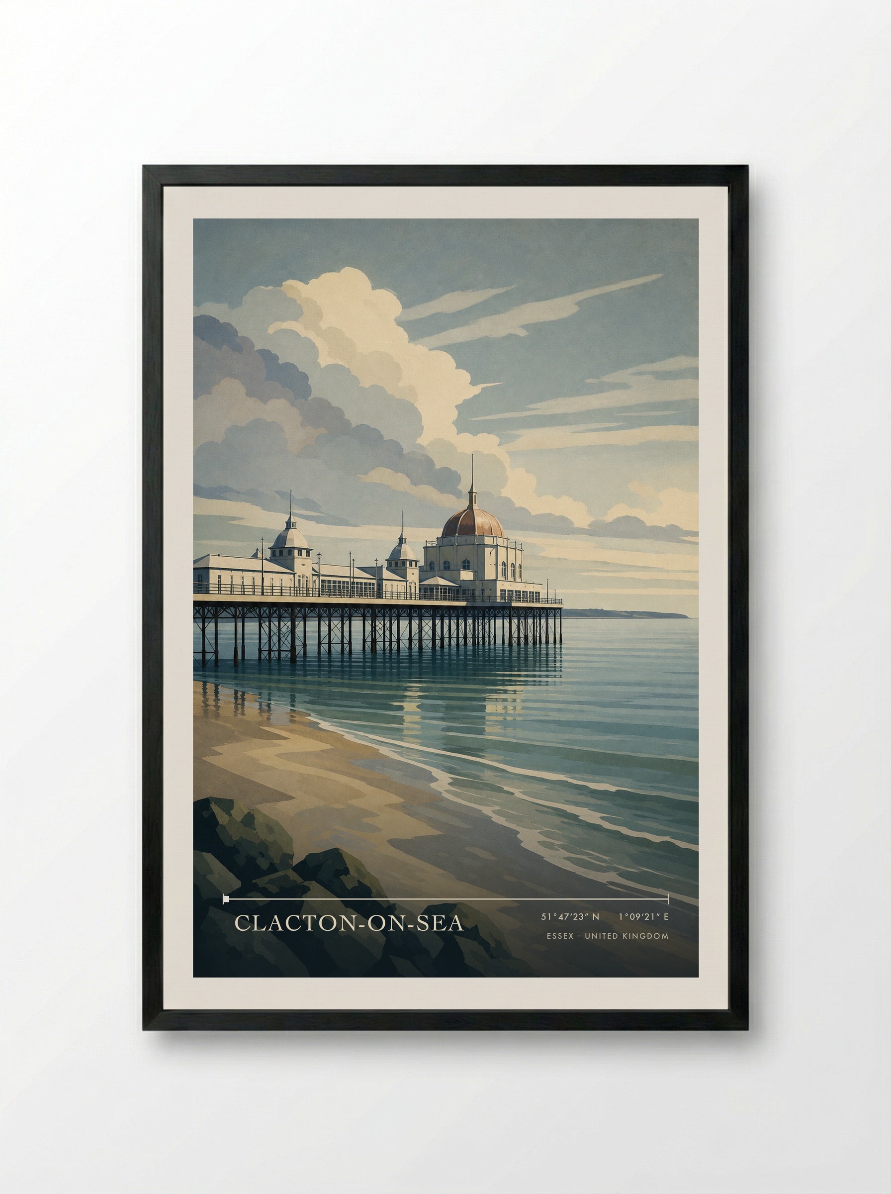 Clacton-on-Sea Essex United Kingdom Travel Poster - Framed Print Black